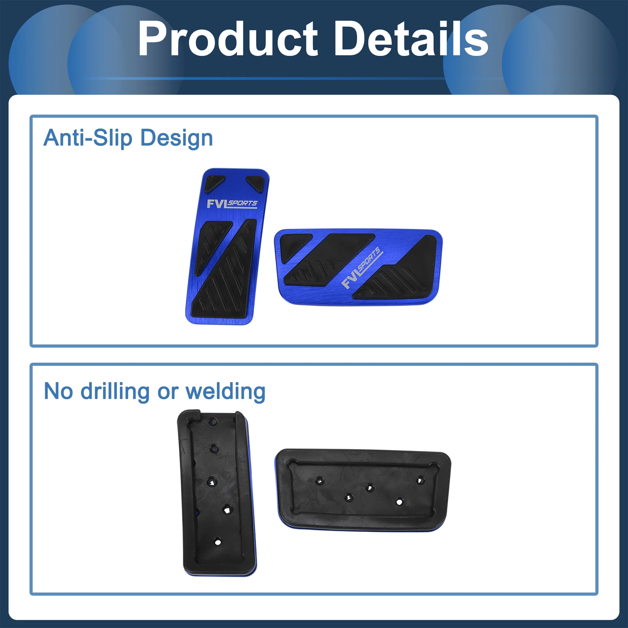 1 Set Automatic Foot Pedal Pads Foot Accelerator Pedal Covers for Ford for Ranger 2024 Aluminum Alloy Blue - Image 7