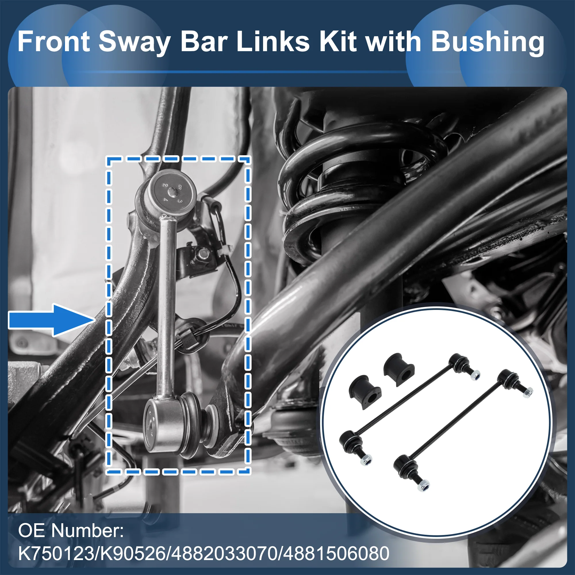 Front Stabilizer Bar Links with 2 Pcs Bushing for Toyota Camry 2007-2015 for Toyota Avalon 2013-2018 Sway Bar Link Kits No.K750123/K90526 1 Set - Image 3