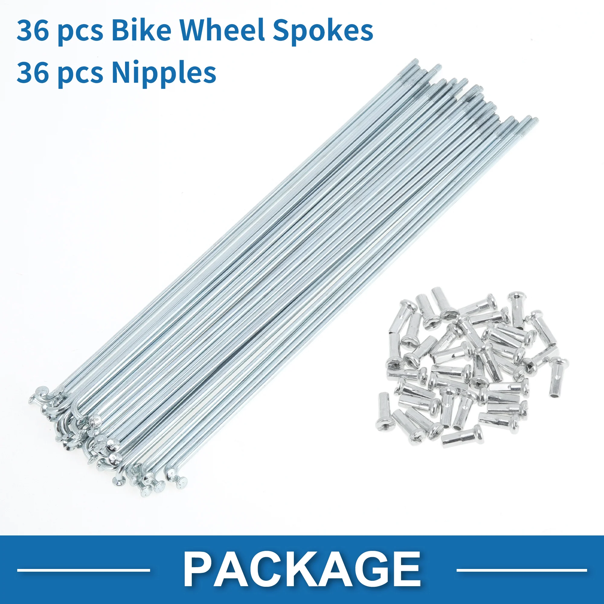 36 Set 14G Bicycle Spokes 173mm Bike Wheel Spokes Galvanized Carbon Steel Silver Tone - Image 5