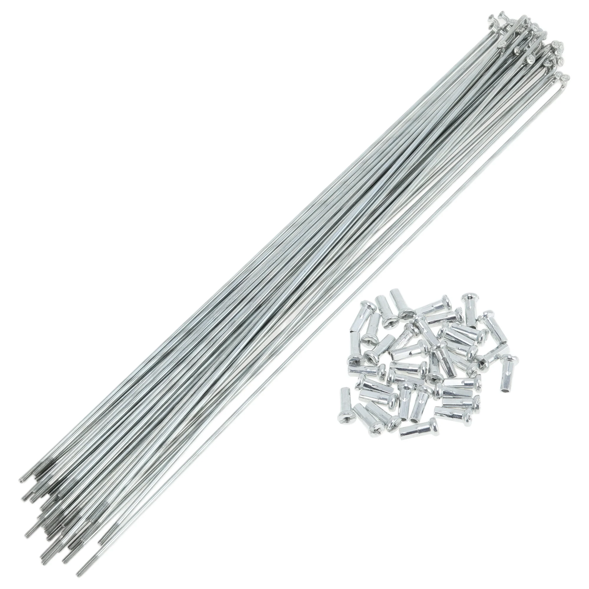 36 Set 14G Bicycle Spokes 273mm Bike Wheel Spokes Galvanized Carbon Steel Silver Tone