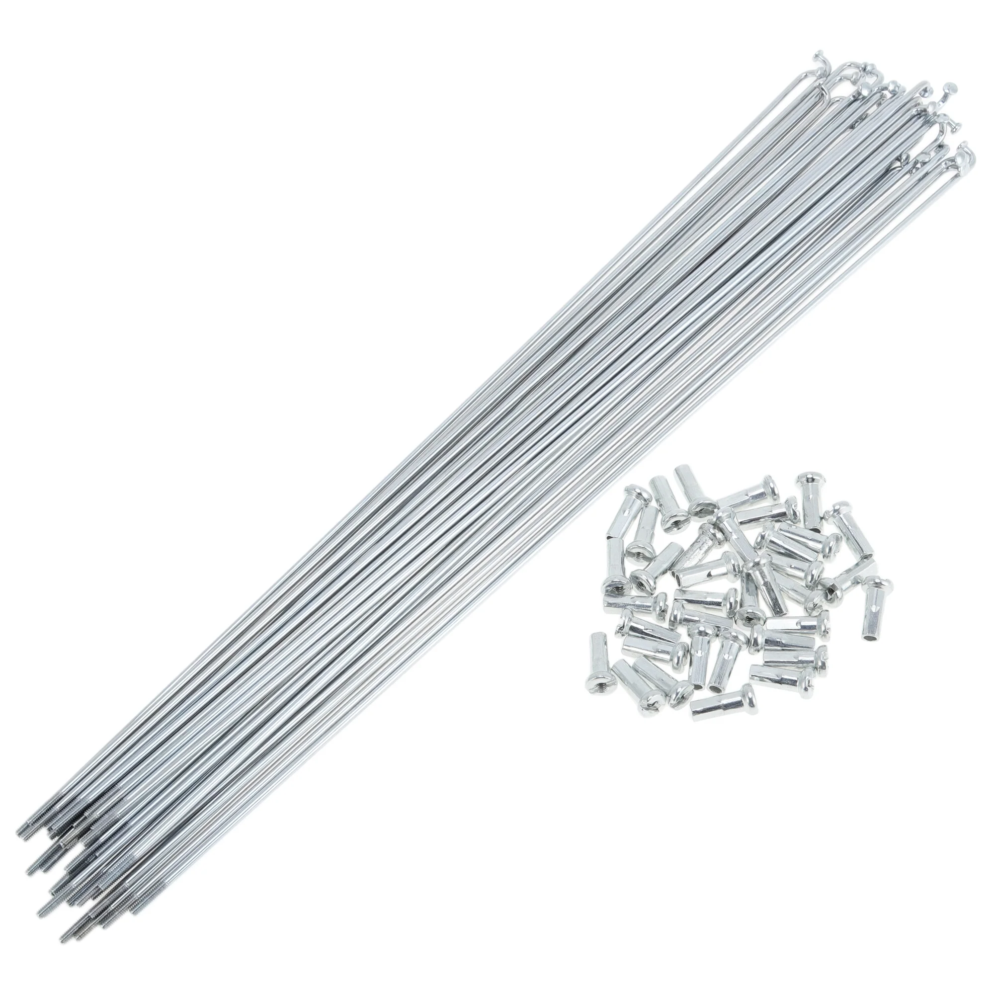 36 Set 14G Bicycle Spokes 283mm Bike Wheel Spokes Galvanized Carbon Steel Silver Tone