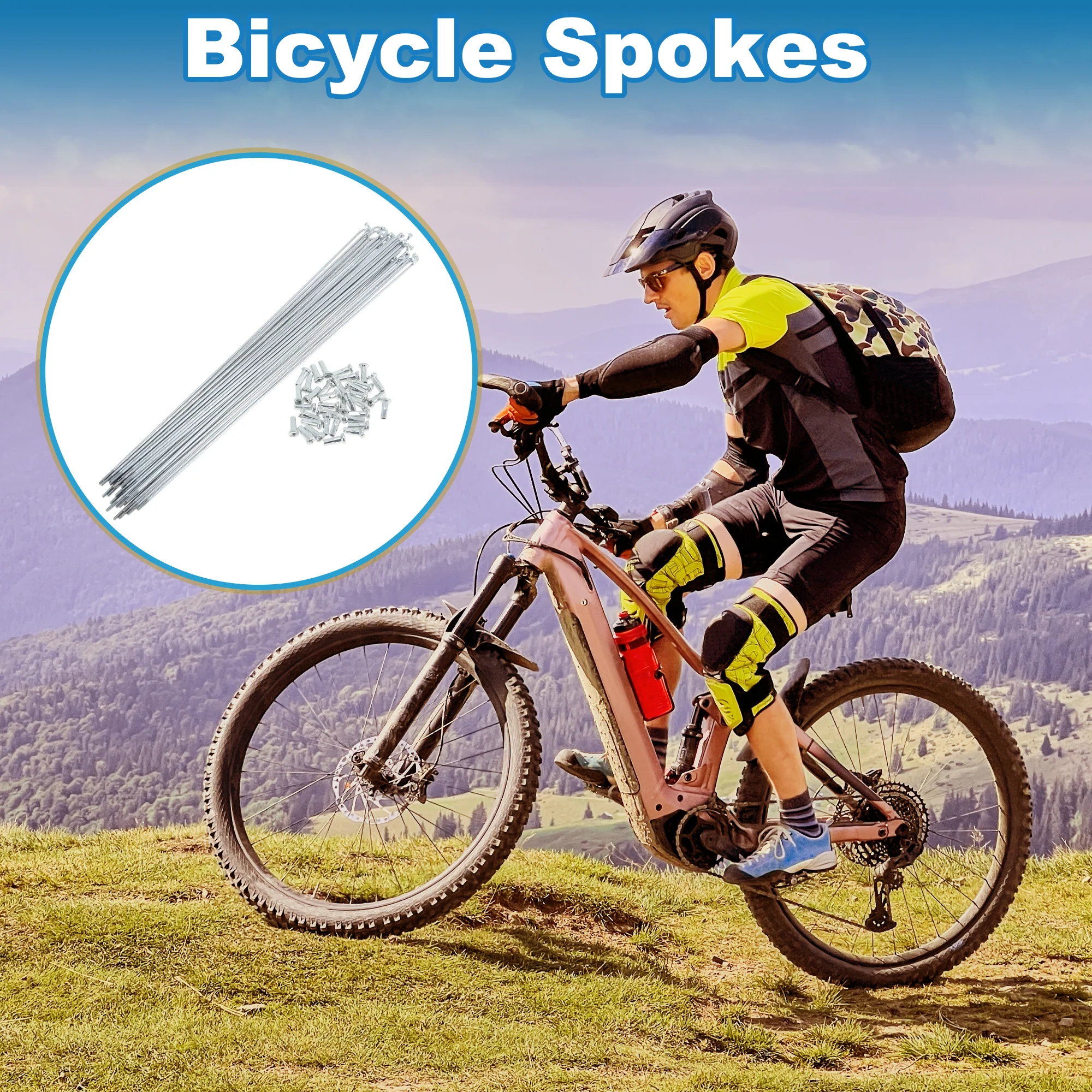 36 Set 14G Bicycle Spokes 283mm Bike Wheel Spokes Galvanized Carbon Steel Silver Tone - Image 3