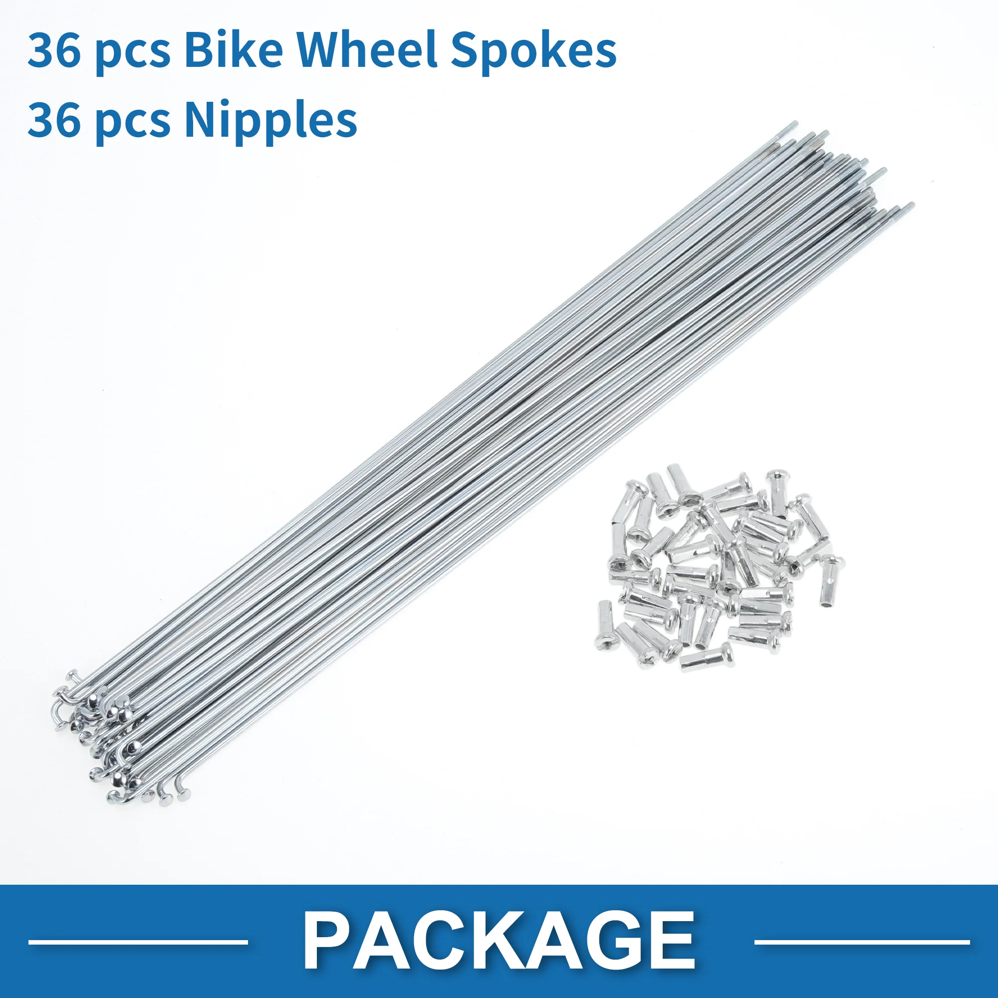 36 Set 14G Bicycle Spokes 283mm Bike Wheel Spokes Galvanized Carbon Steel Silver Tone - Image 5