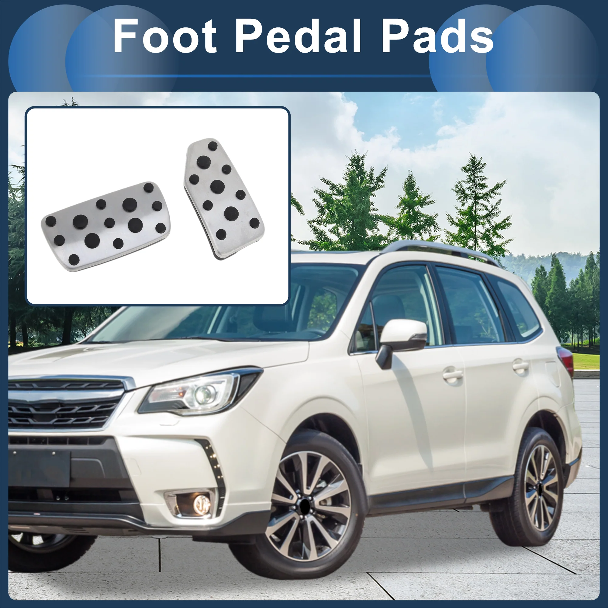 1 Set Automatic Footrest Pedals Cover Footrest Pedal Pads Foot Rest Dead Pedal Pad Cover for Subaru Forester 2019-2023 Stainless Steel Silver Tone - Image 2