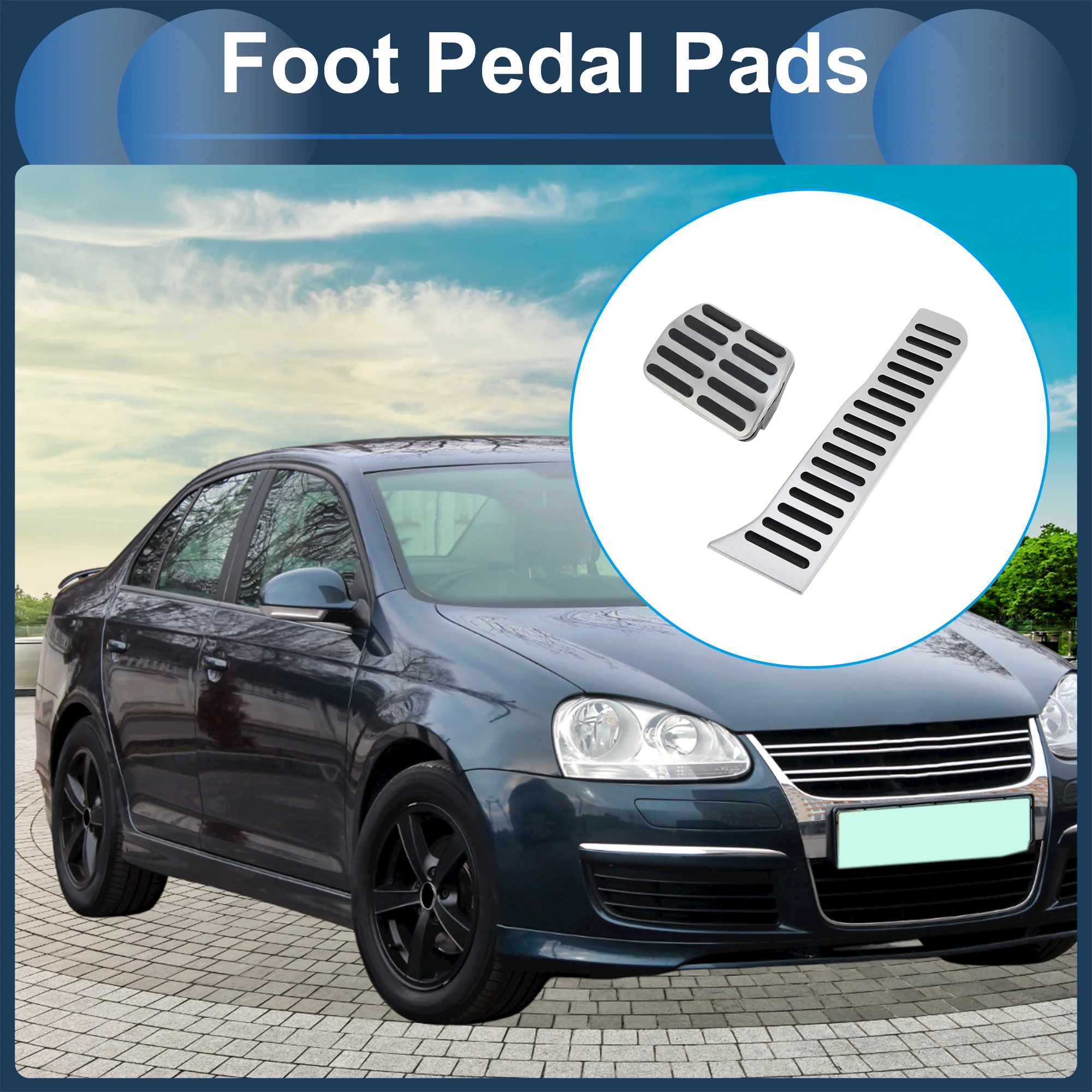 1 Set Automatic Footrest Pedals Cover Footrest Pedal Pads Foot Rest Dead Pedal Pad Cover for Volkswagen Jetta 2005-2010 Stainless Steel Silver Tone - Image 3