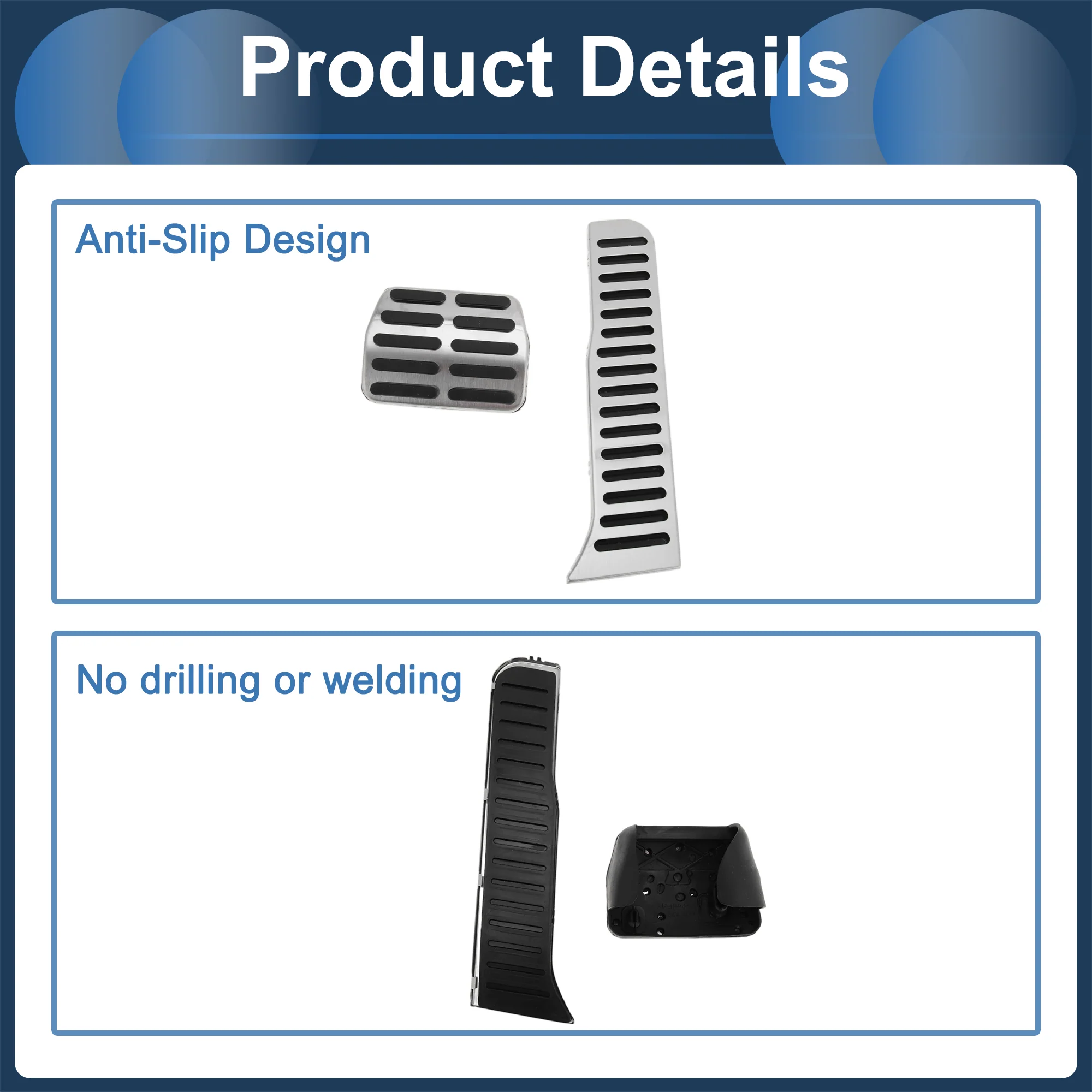 1 Set Automatic Footrest Pedals Cover Footrest Pedal Pads Foot Rest Dead Pedal Pad Cover for Volkswagen Jetta 2005-2010 Stainless Steel Silver Tone - Image 7