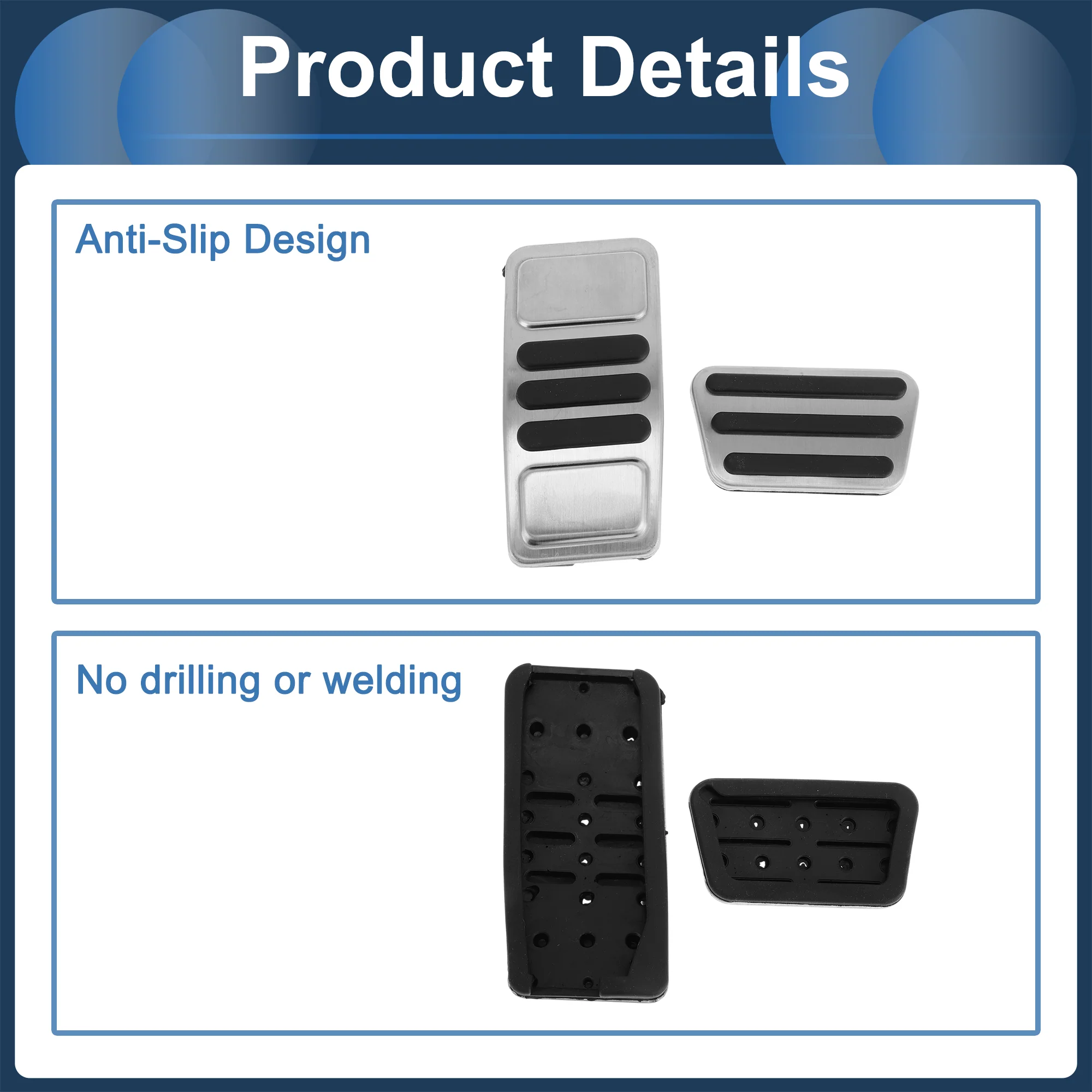 1 Set Automatic Foot Pedal Pads Foot Accelerator Pedal Covers for Ford for Mustang 2015-2024 Stainless Steel Silver Tone - Image 7