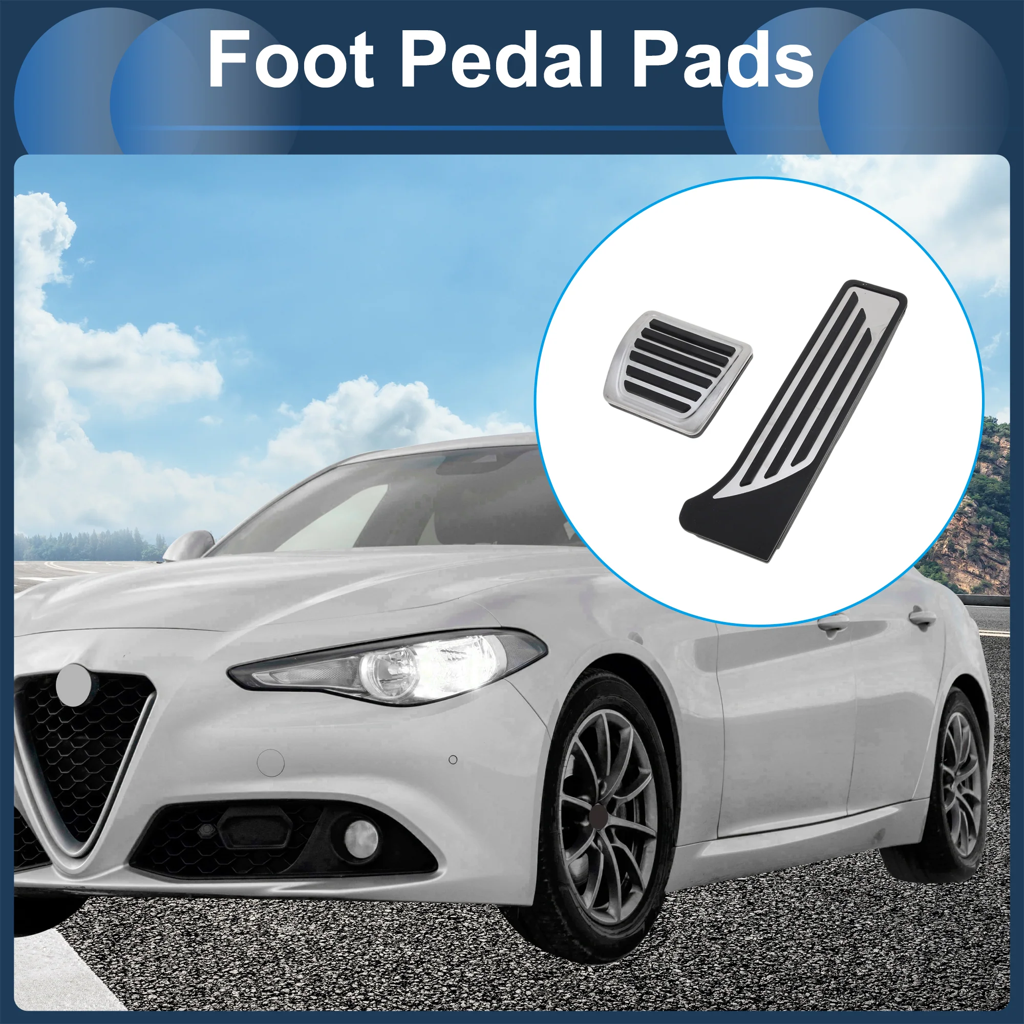 1 Set Automatic Footrest Pedals Cover Footrest Pedal Pads Foot Rest Dead Pedal Pad Cover for Alfa Romeo Giulia 2017-2021 Stainless Steel Silver Tone - Image 3