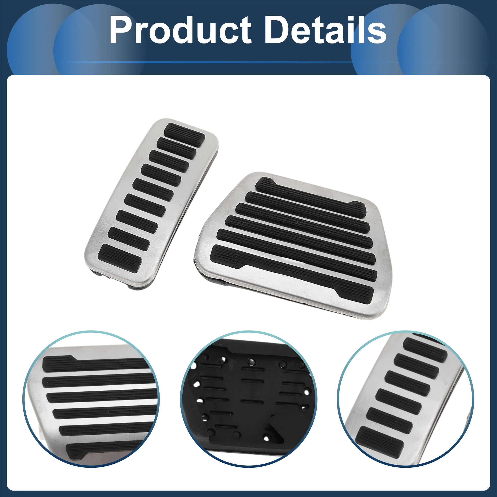 1 Set Automatic Footrest Pedals Cover Footrest Pedal Pads Foot Rest Dead Pedal Pad Cover for Land Rover Discovery 17-23 Stainless Steel Silver Tone - Image 6