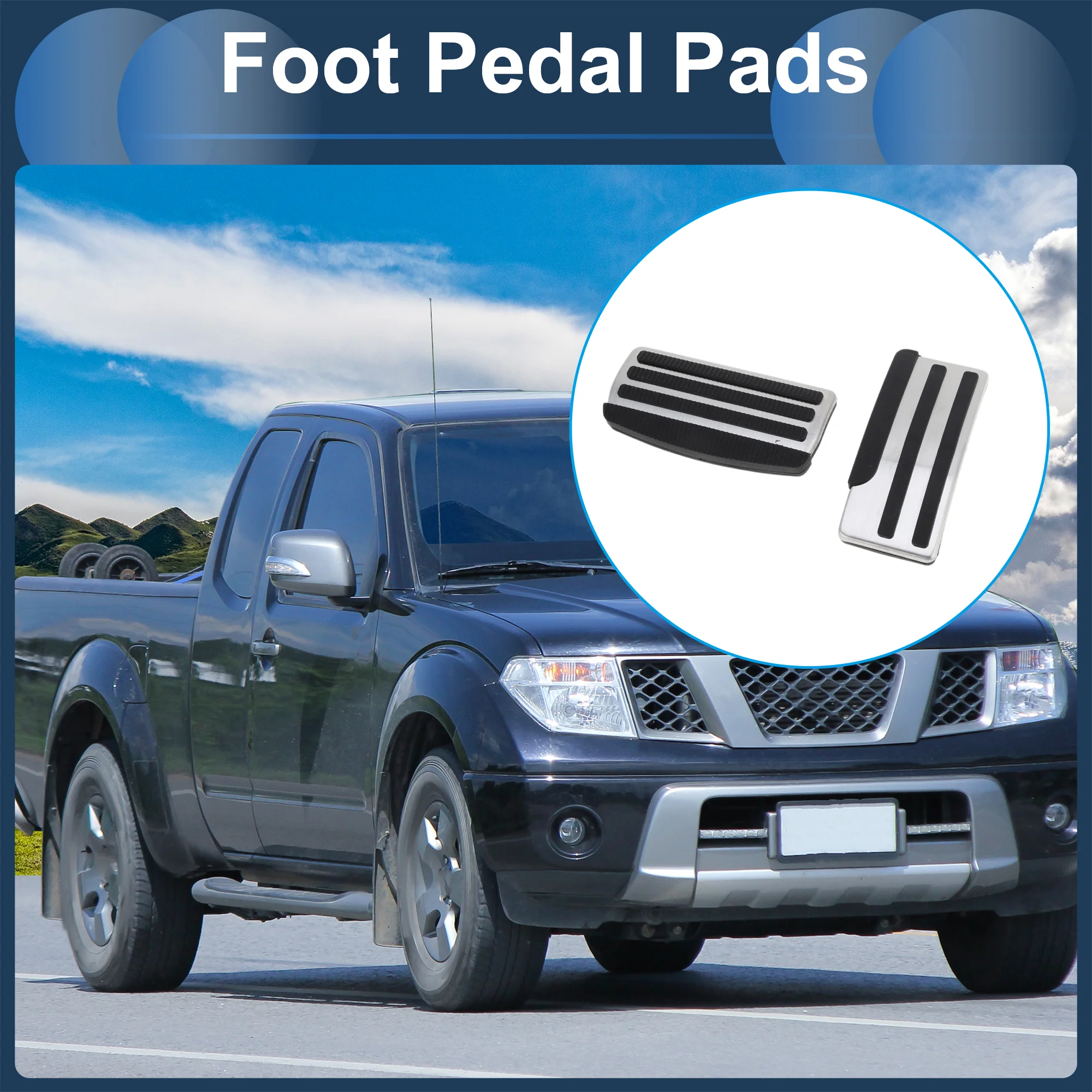 1 Set Automatic Footrest Pedals Cover Footrest Pedal Pads Foot Rest Dead Pedal Pad Cover for Nissan Frontier 2022-2024 Stainless Steel Silver Tone - Image 3