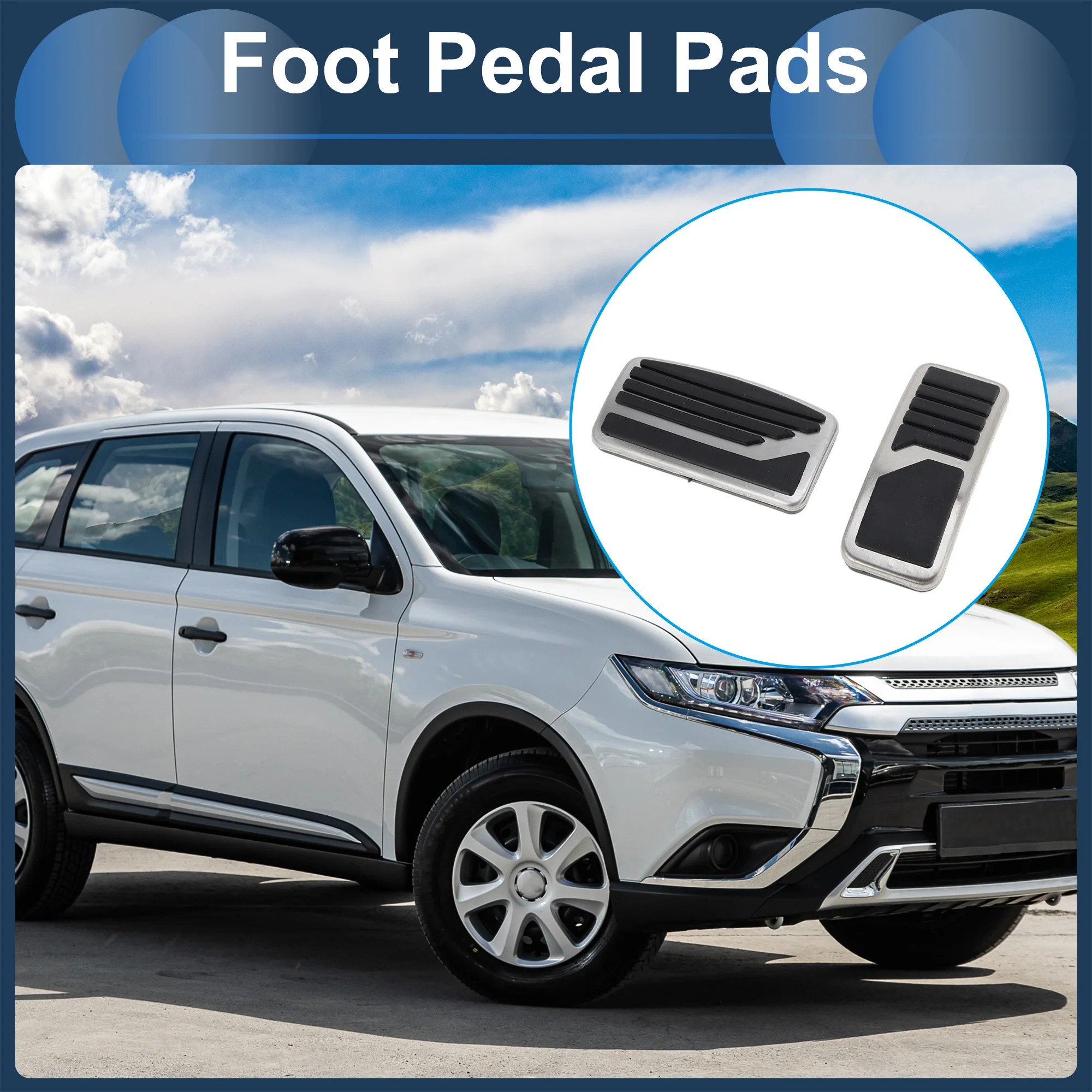 1 Set Automatic Footrest Pedals Cover Footrest Pedal Pads Foot Rest Dead Pedal Pad Cover for Mitsubishi Outlander 13-20 Stainless Steel Silver Tone - Image 3