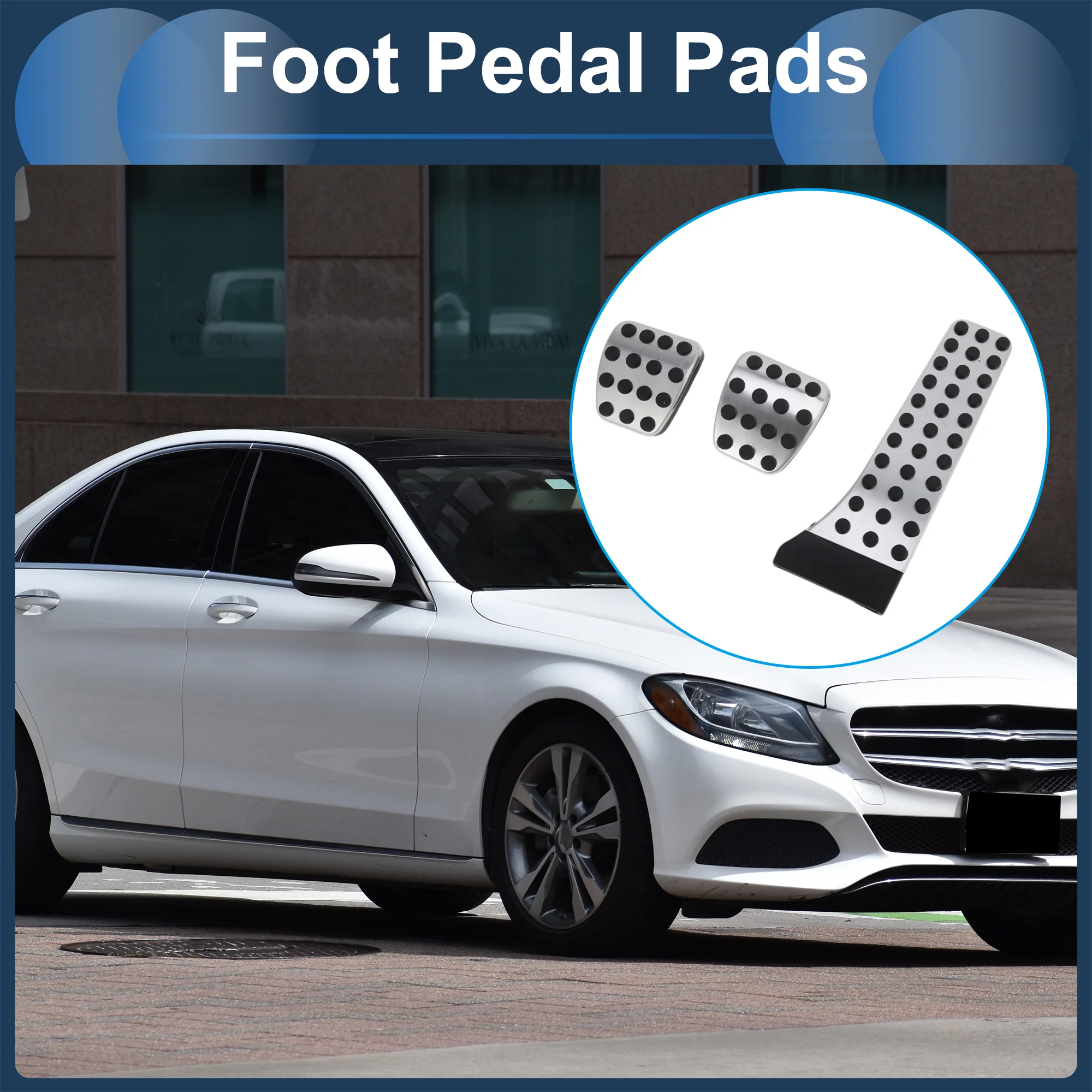1 Set Manual Footrest Pedals Cover Footrest Pedal Pads Foot Rest Dead Pedal Pad Cover for Mercedes Benz C Class 2007-2014 Stainless Steel Silver Tone - Image 3