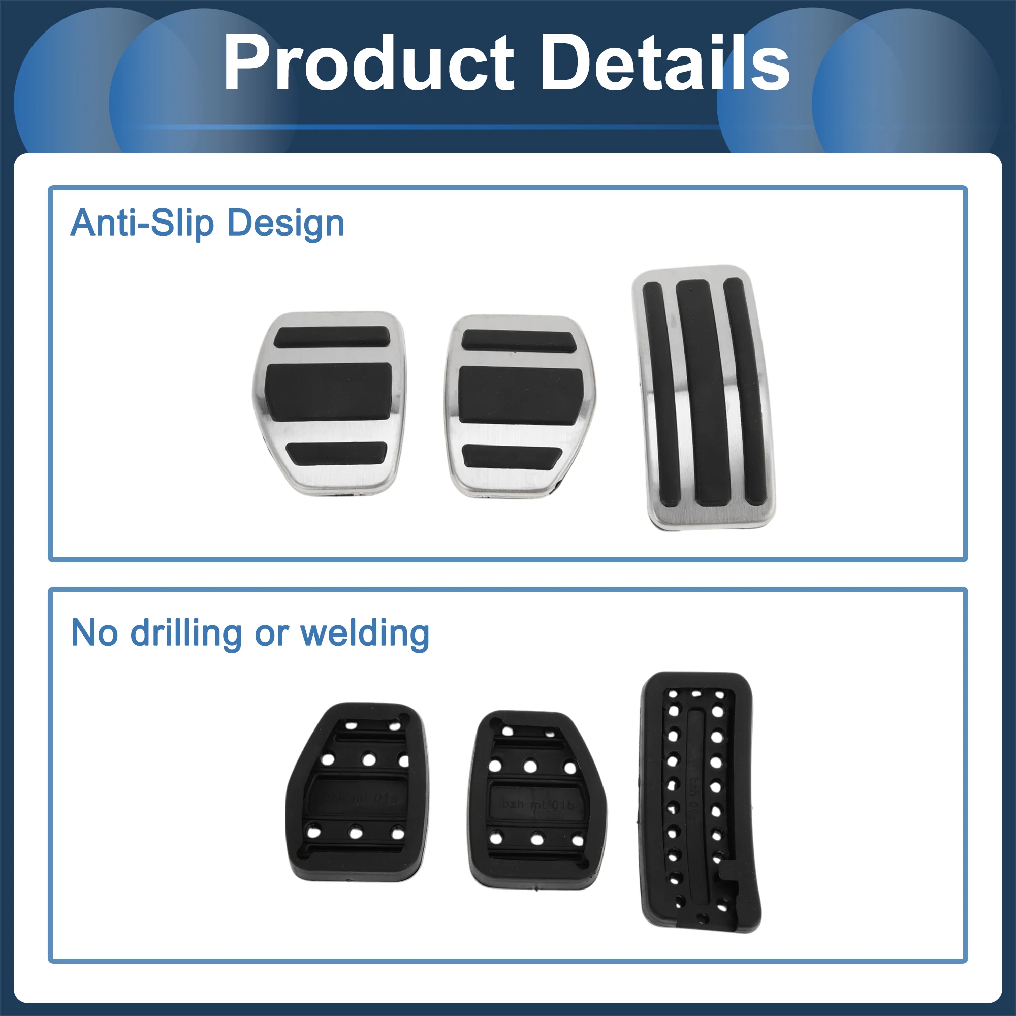 1 Set Manual Footrest Pedals Cover for Peugeot 208 2014-2018 Silver Tone - Image 7