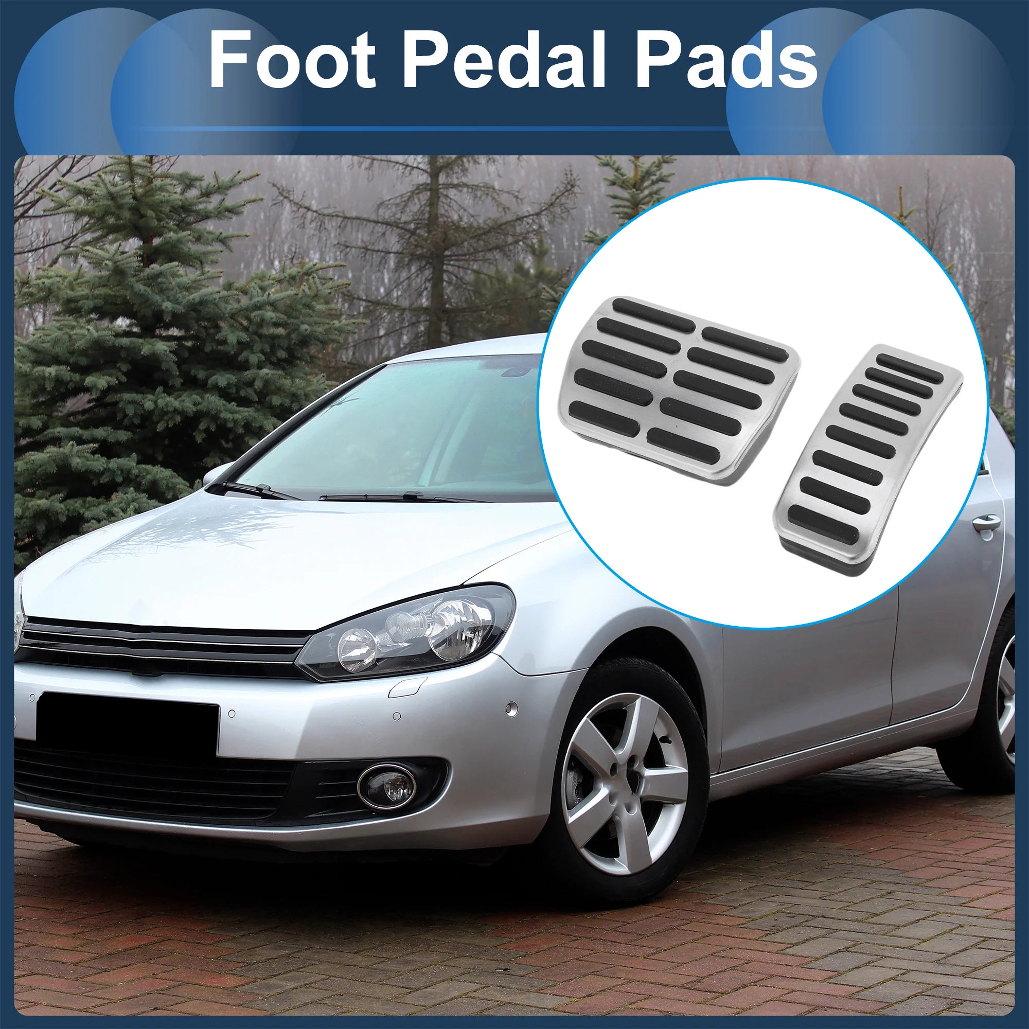 1 Set Automatic Footrest Pedals Cover Footrest Pedal Pads Foot Rest Dead Pedal Pad Cover for Volkswagen Golf 1997-2005 Stainless Steel Silver Tone - Image 3