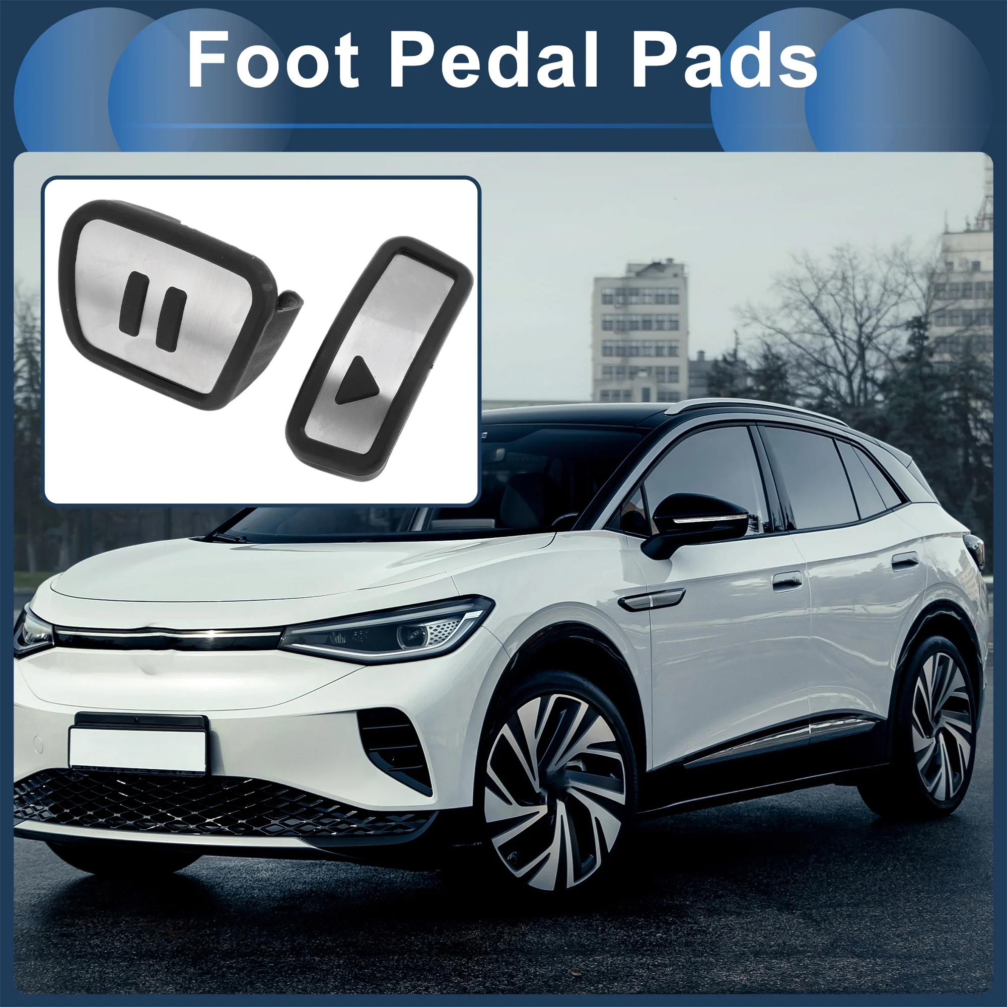 1 Set Automatic Footrest Pedals Cover Footrest Pedal Pads Foot Rest Dead Pedal Pad Cover for Volkswagen ID.4 2020-2024 Stainless Steel Silver Tone - Image 2