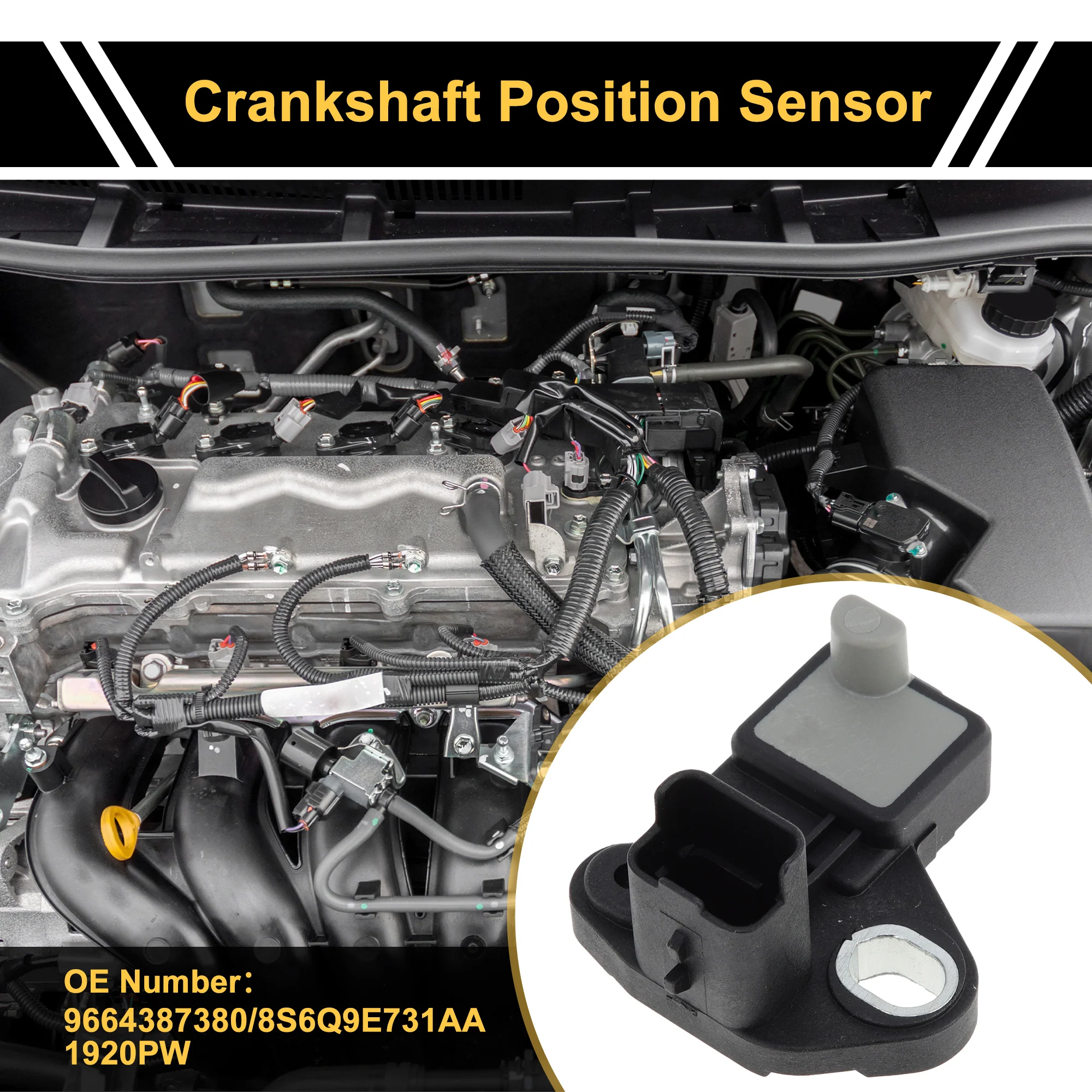 1 Pc No.9664387380 Crankshaft Position Sensor for Citroen BERLINGO 1.6 HDI 2007-2011 Sturdy Car Engine Crank CKP Sensor - Image 2