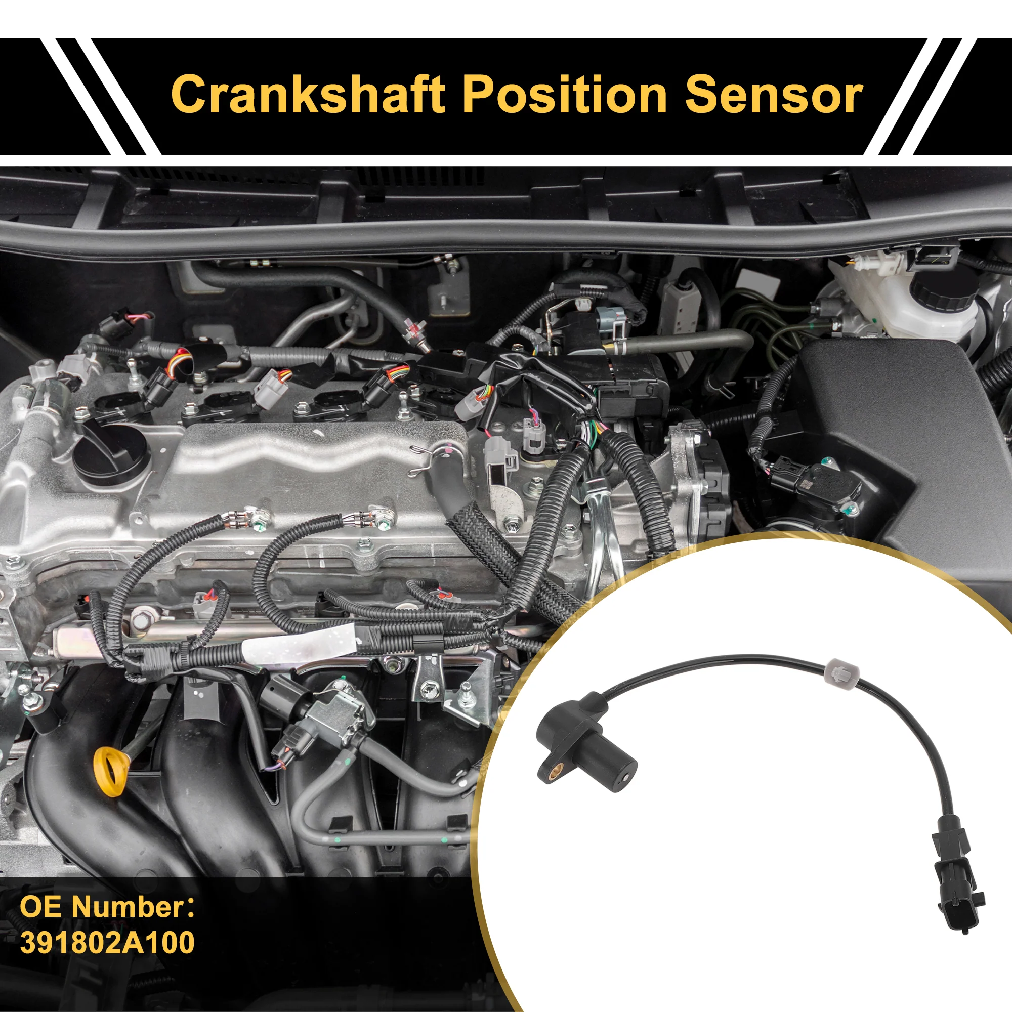 1 Pc No.391802A100 Crankshaft Position Sensor for Hyundai I20 1.6 CRDi 2009-2012 Sturdy Car Engine Crank CKP Sensor - Image 2