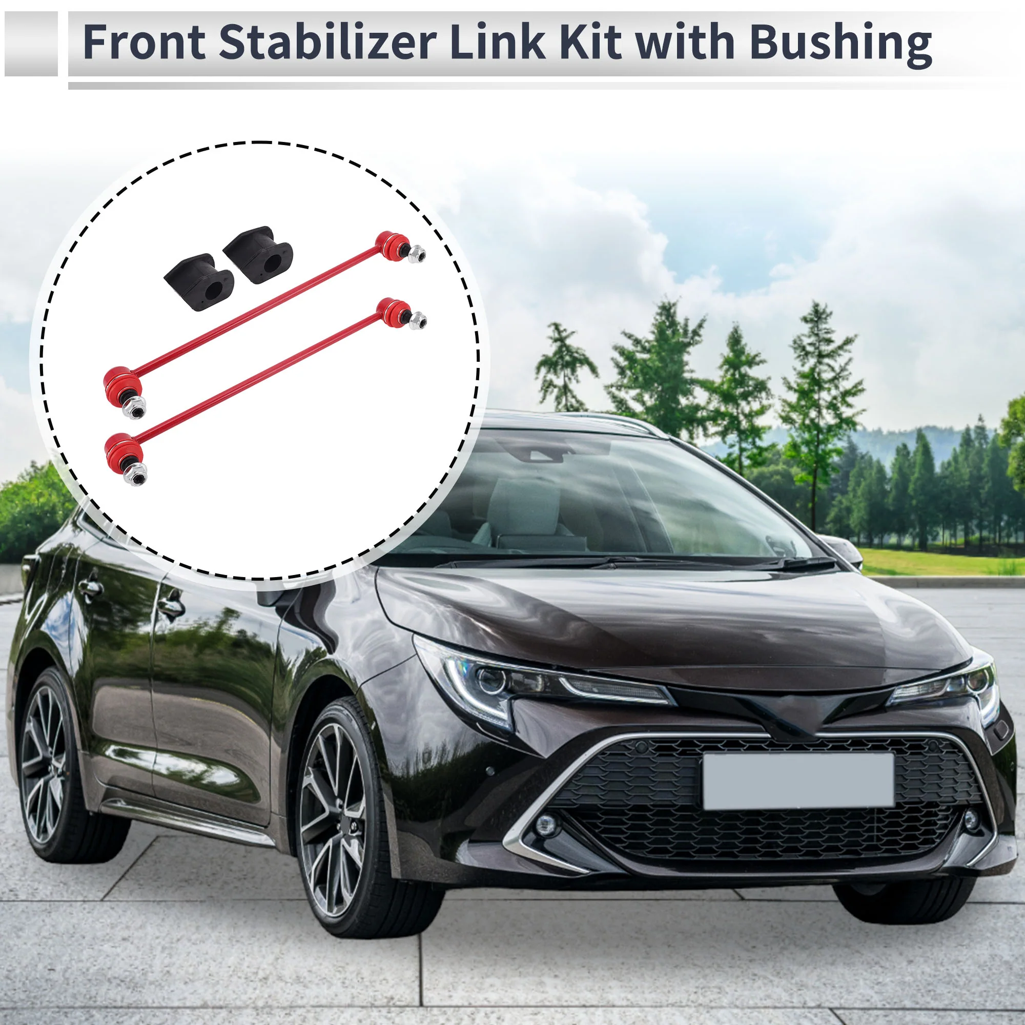 Front Stabilizer Bar Links with 2 Pcs Bushing for Scion XD 2008-2014 Sway Bar Link Kits Suspension Bar End Links No.K80879/K201459 Red 1 Set - Image 4