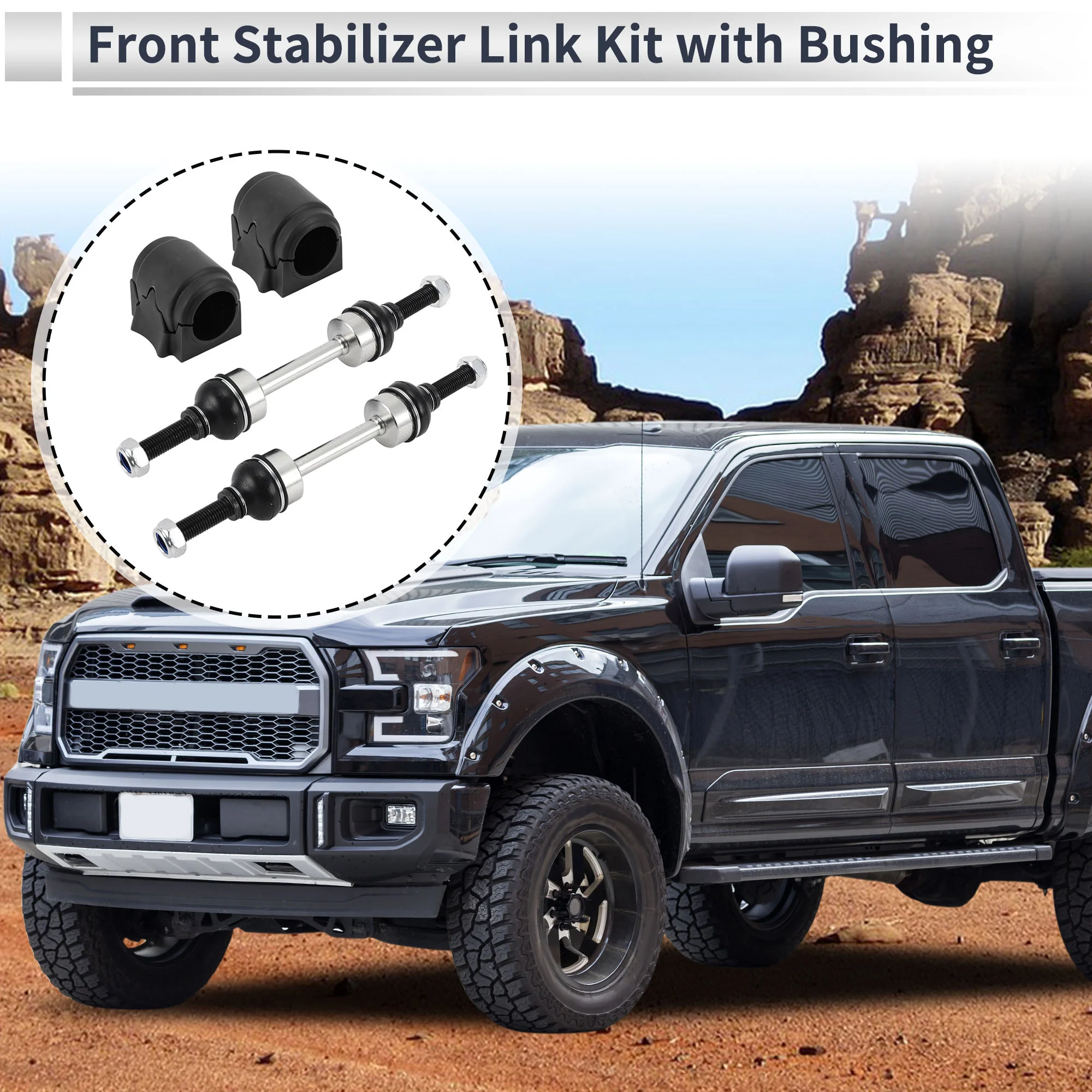Front Stabilizer Bar Links with 2 Pcs Bushing for Ford F-150 2009-2014 Sway Bar Link Kits Suspension Bar End Links No.K750362/K200846 1 Set - Image 4