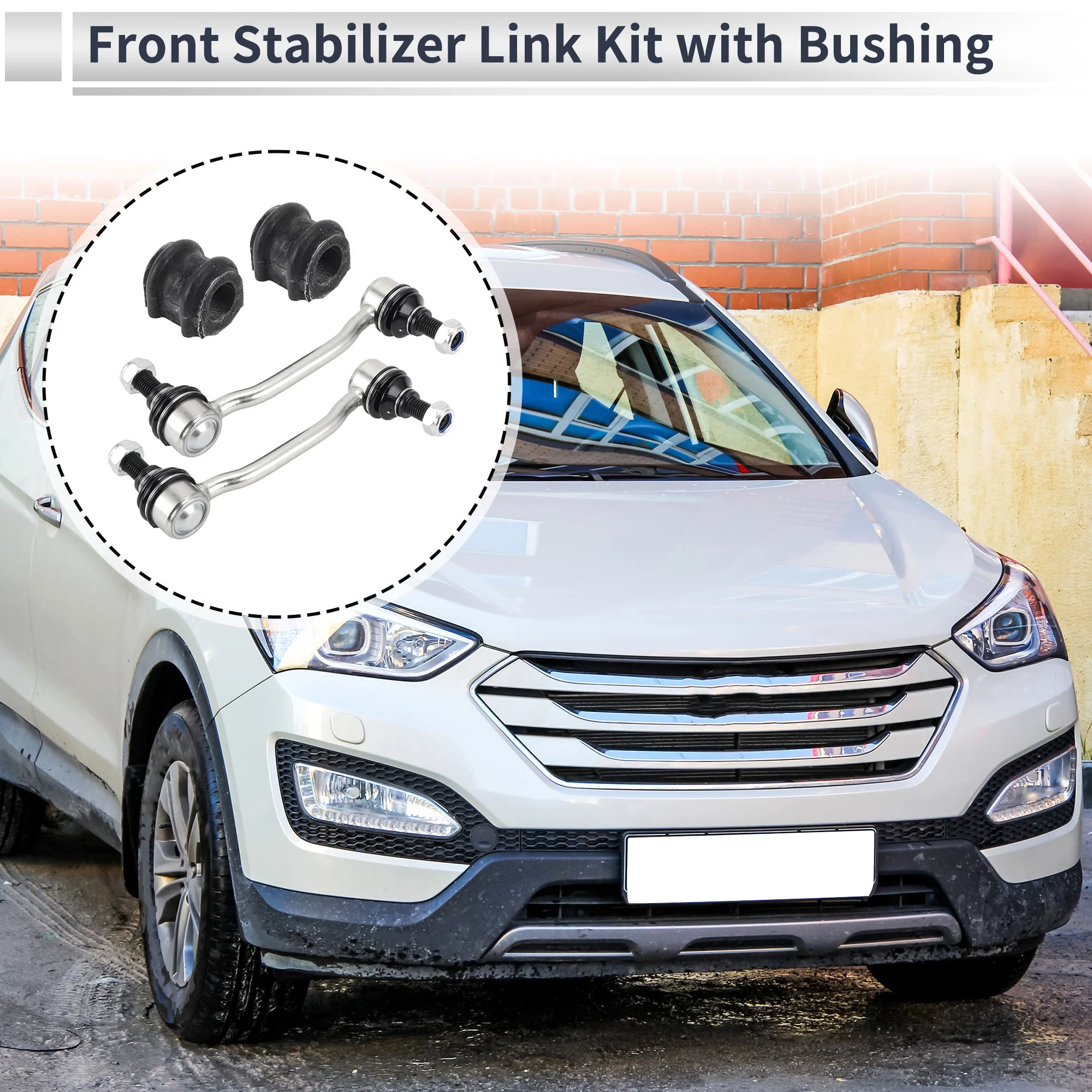 Front Stabilizer Bar Links with 2 Pcs Bushing for Hyundai Sonata 2009-2010 Sway Bar Link Kits Suspension Bar End Links No.K80949/548133K100 1 Set - Image 4