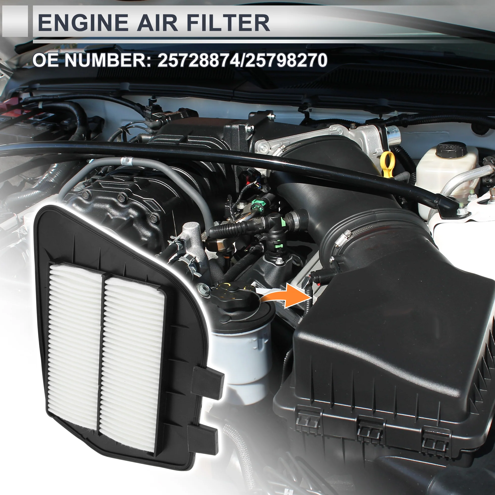 Car Engine Air Filter No.25728874/25798270 for Cadillac CTS Base 2.8L V6-Gas Long Life Filter Air Cleaner Element 1 Pcs - Image 2