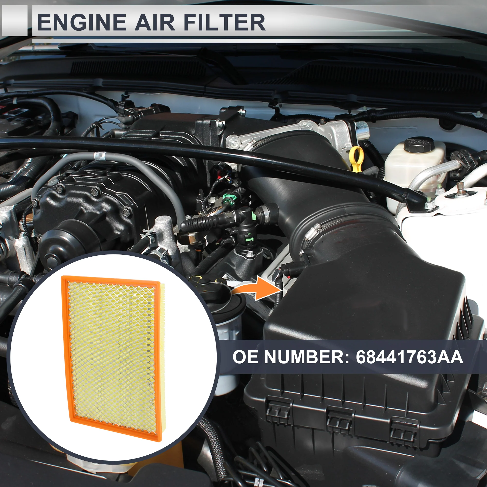 Car Engine Air Filter No.68441763AA/53032404AA/53032404AB/53032404AC/68319604AA for Dodge for Ram 1500 Long Life Filter Air Cleaner Element 1 Pcs - Image 3