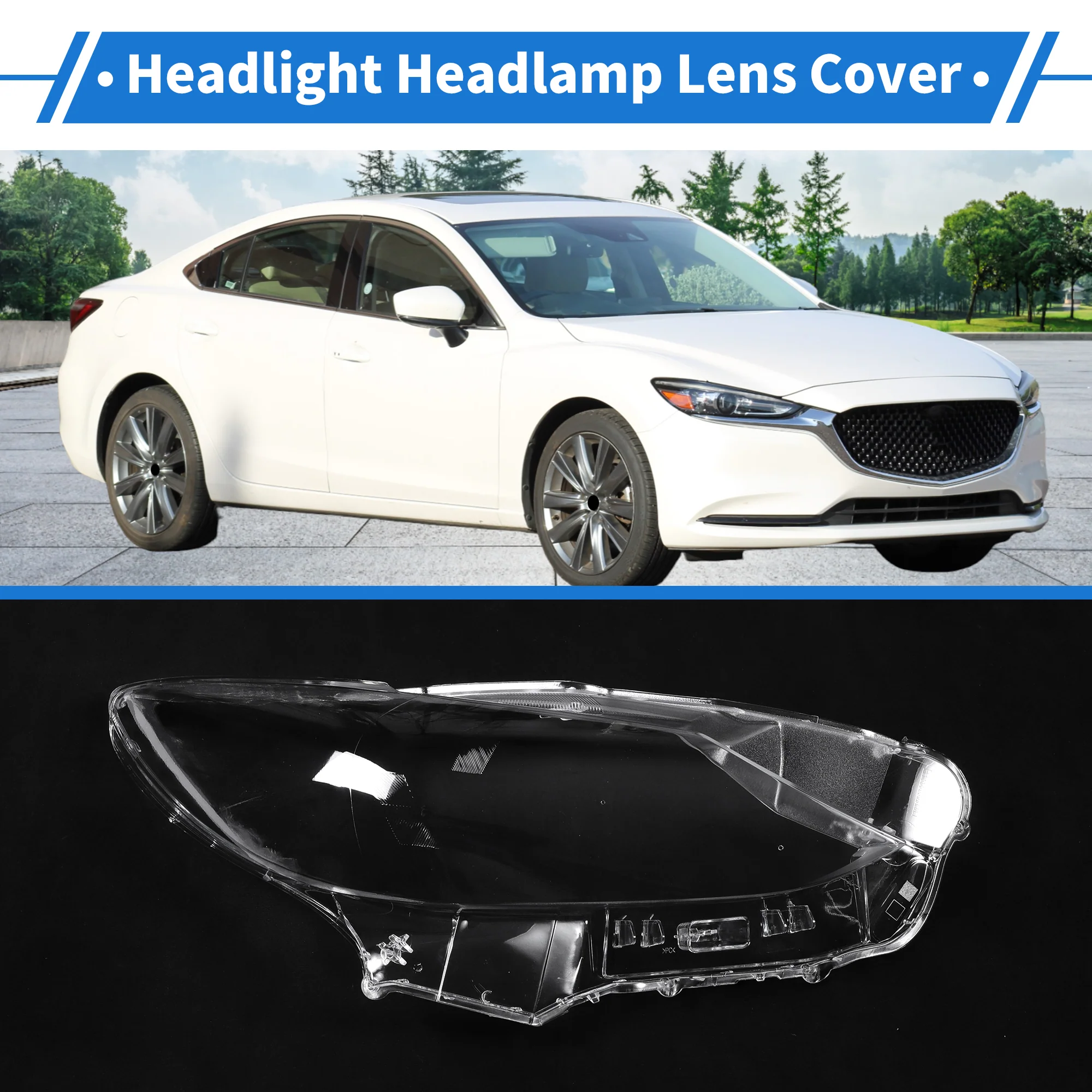 1 Pcs Car Front Right Headlight Lens Cover for Mazda 6 2016-2019 PC Clear - Image 2