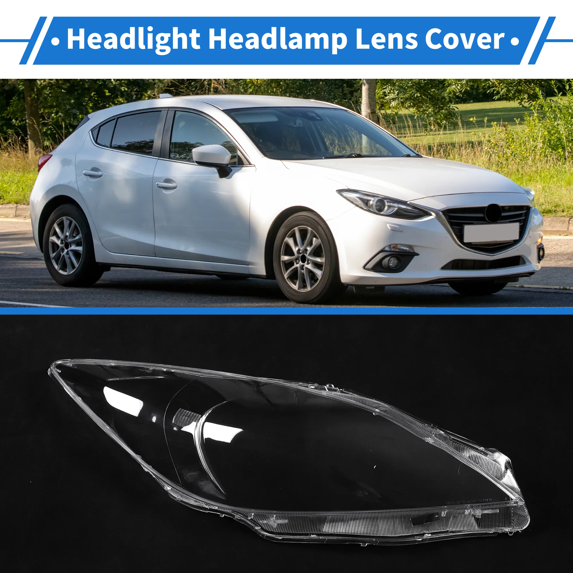 1 Pcs Car Front Right Headlight Lens Cover for Mazda 3 2013-2015 PC Clear - Image 2