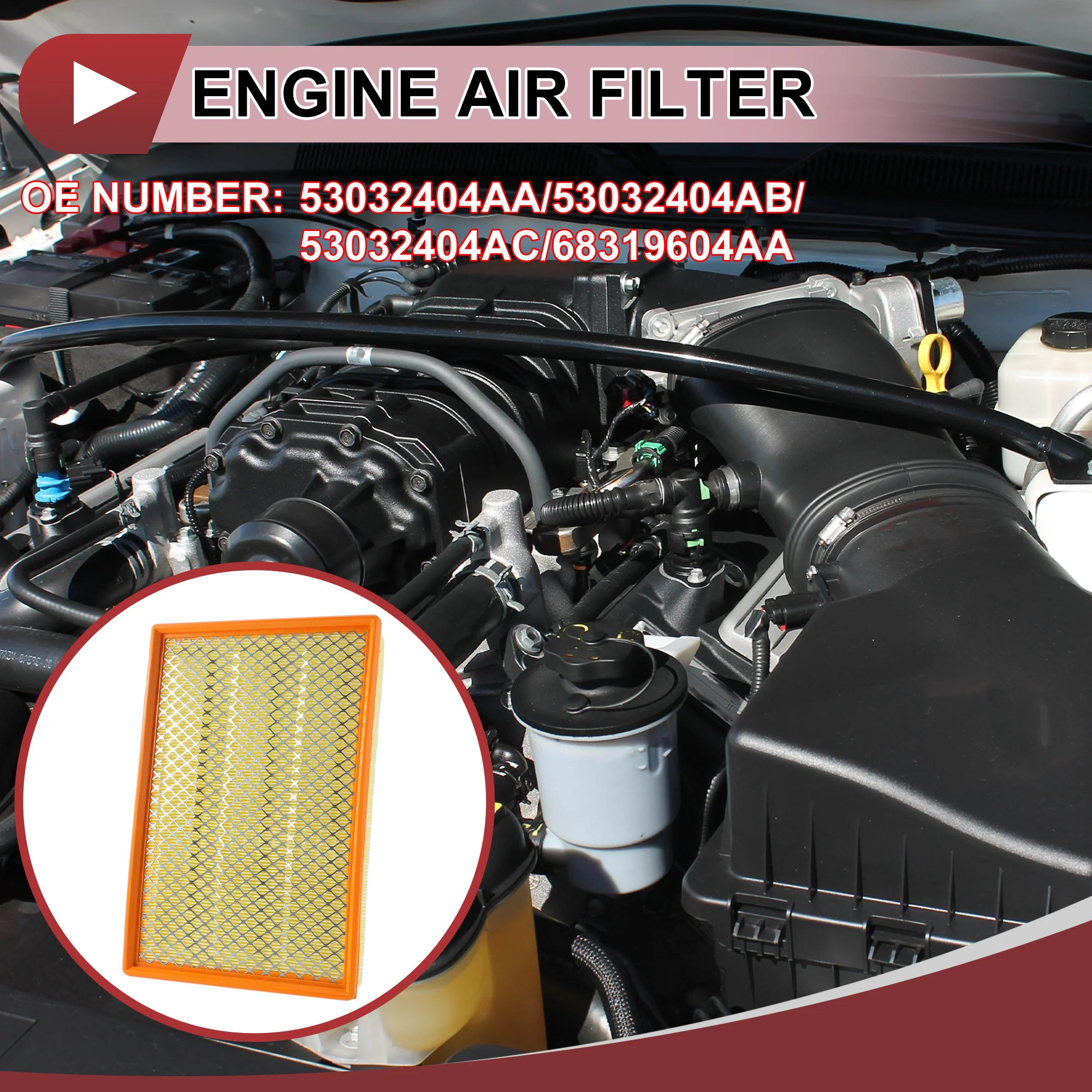 Car Engine Air Filter for Ram 1500 3.0L 3.6L 5.7L 2017-2023 No.68441763AA Long Life Filter Air Cleaner Element 1 Pc - Image 3