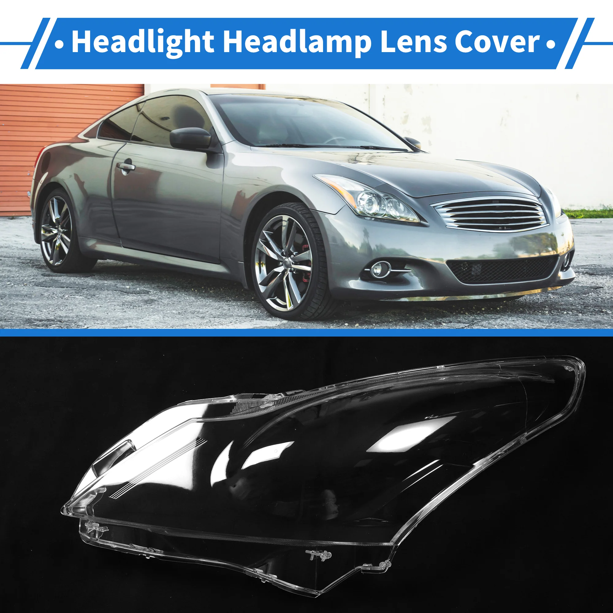 1 Pcs Car Front Left Headlight Lens Cover for Infiniti G37 2010-2015 PC Clear - Image 2