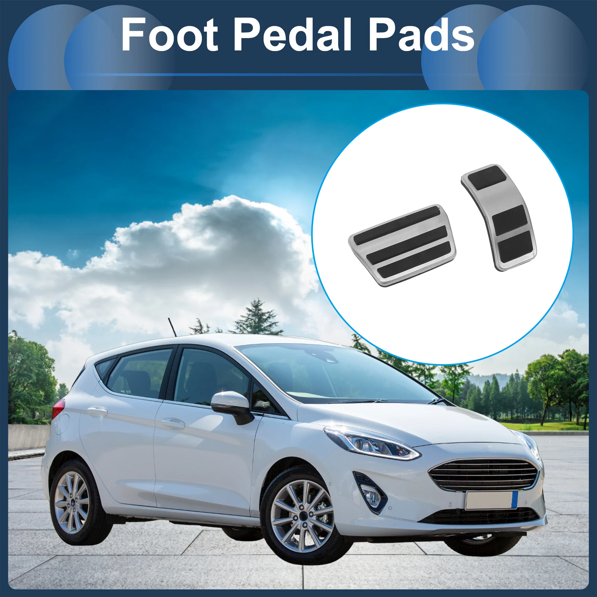 2 Pcs Foot Pedal Pads Foot Accelerator Pedal Covers for Ford Fiesta 2007-2012 Stainless Steel Silver Tone - Image 3