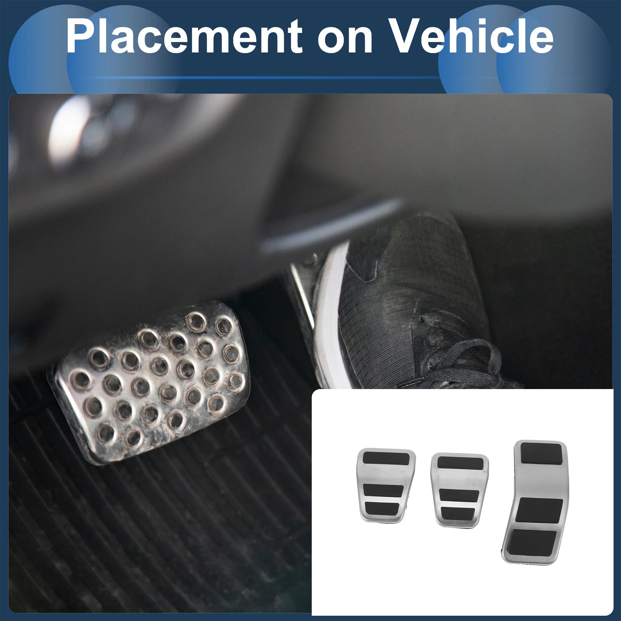 3 Pcs Foot Pedal Pads Foot Accelerator Pedal Covers for Ford Fiesta 2007-2012 Stainless Steel Silver Tone - Image 4