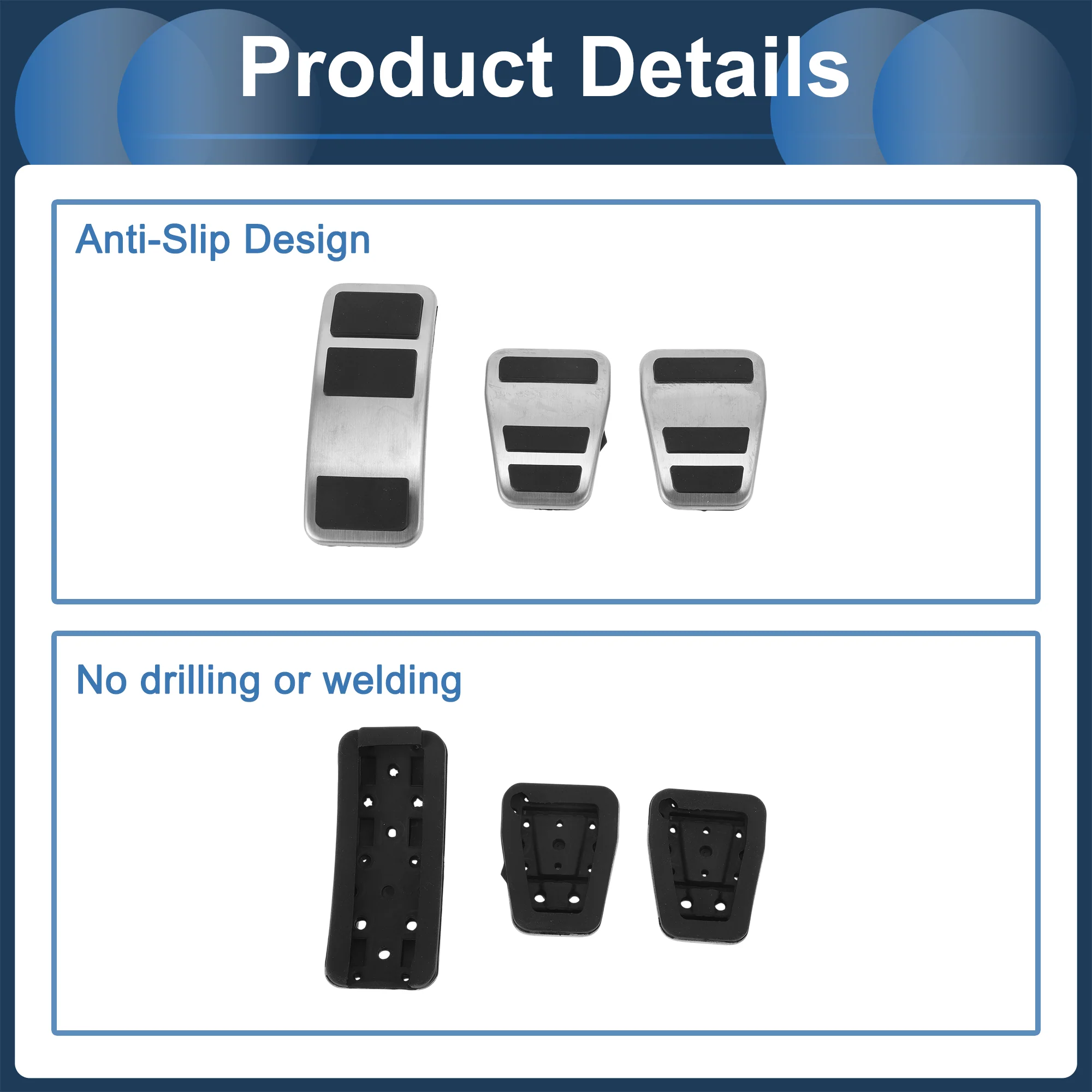 3 Pcs Foot Pedal Pads Foot Accelerator Pedal Covers for Ford Fiesta 2013-2024 Stainless Steel Silver Tone - Image 7