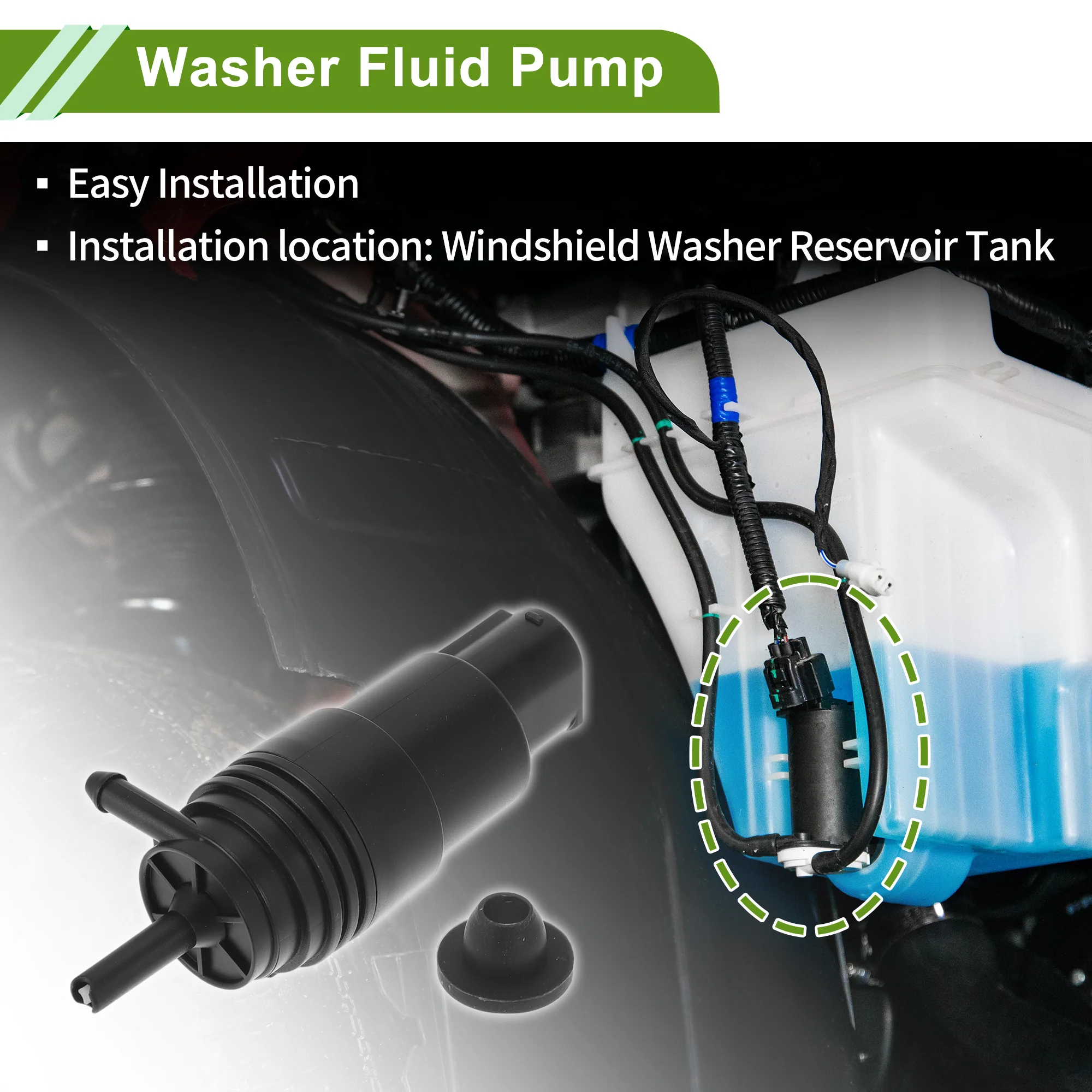 Windshield Washer Pump with Grommet for BMW 740i 1995 Front Washer Fluid Pump Windshield Wiper Pump No.67128360244 Black 1 Set - Image 7