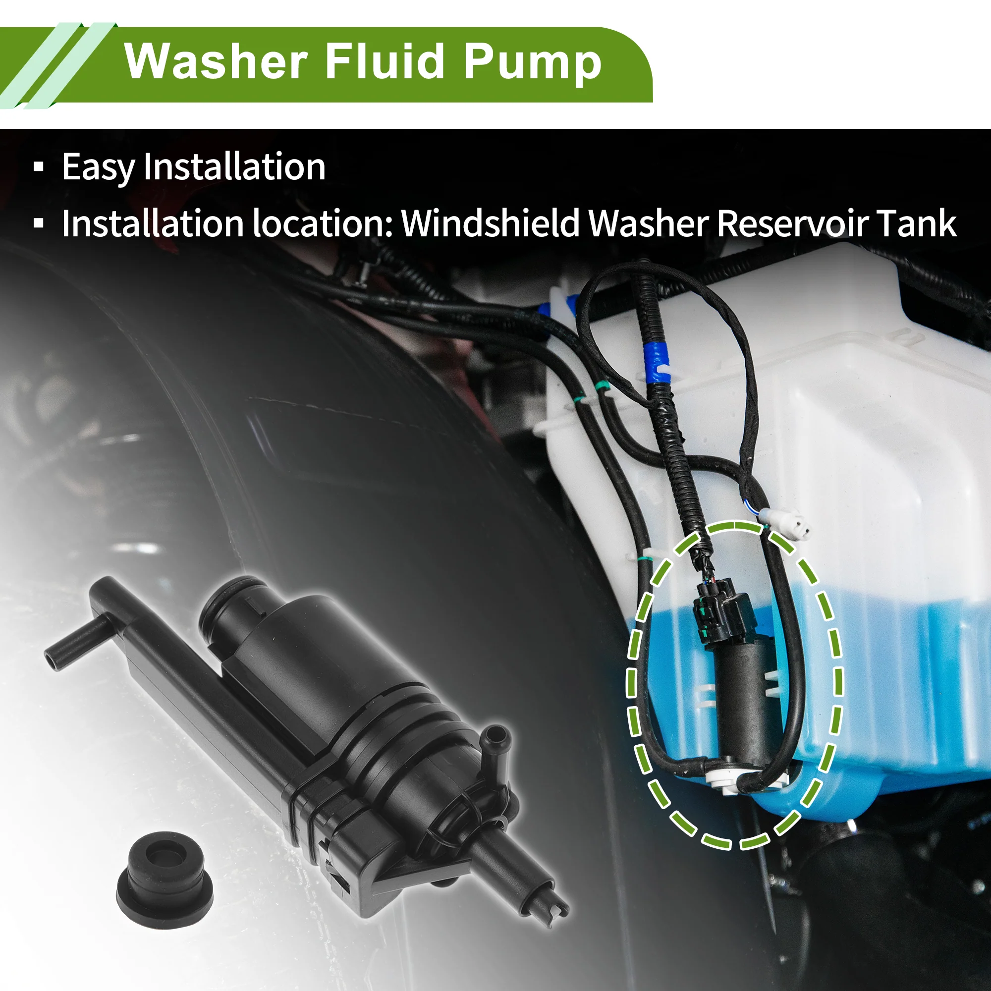 Windshield Washer Pump for Audi 100 1992-1994 Front Washer Fluid Pump Windshield Wiper Pump No.4A0955651B Black 1 Pcs - Image 7