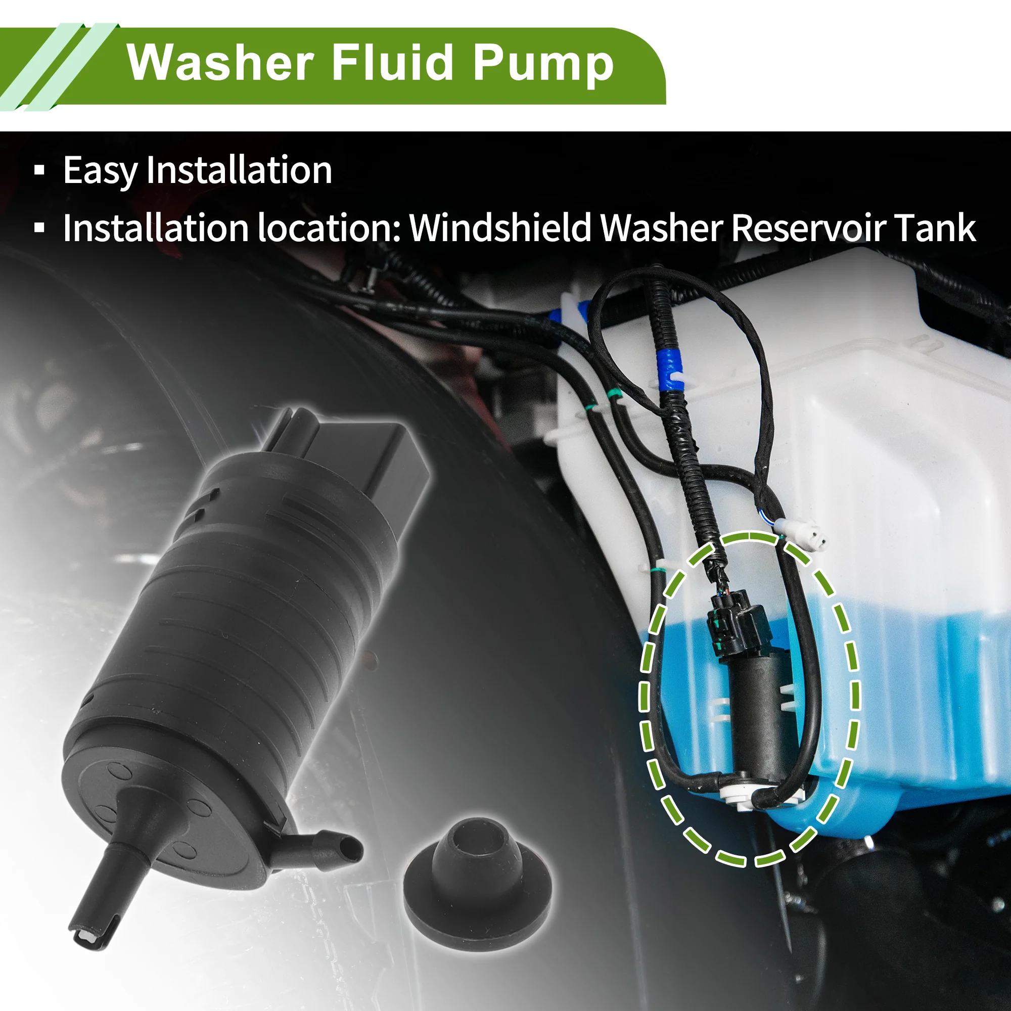 Windshield Washer Pump W/Grommet for Acura TL Windshield Washer Pump Front Washer Fluid Pump Windshield Wiper Pump No.68081805AA Black 1 Set - Image 7