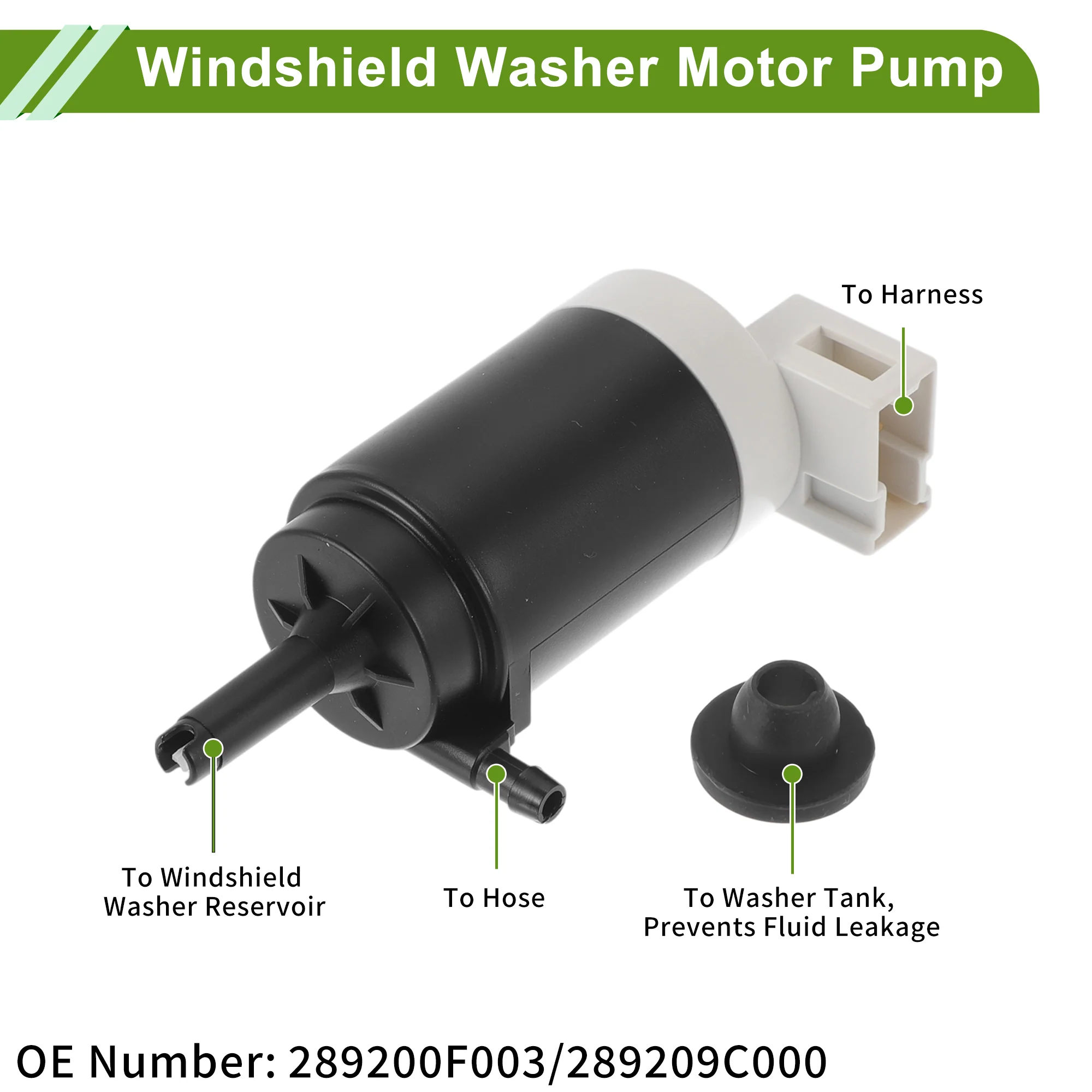 Windshield Washer Pump W/Grommet for Nissan Micra 1992-2003 Front Washer Fluid Pump Windshield Wiper Pump No.289200F003/289209C000 Black,White 1 Set - Image 5