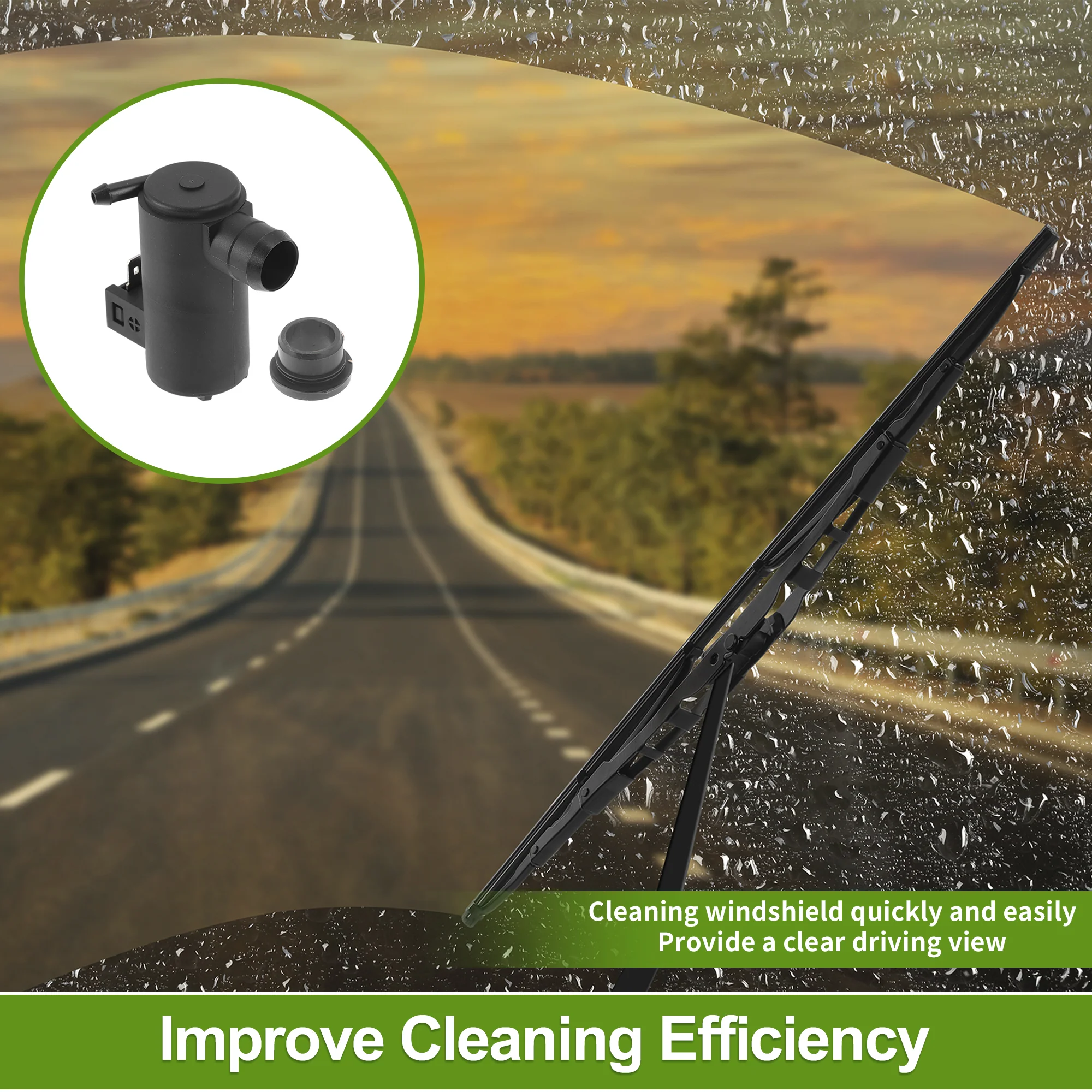 Windshield Washer Pump with Grommet for Citroen AX 1986-1998 Front Washer Fluid Pump Windshield Wiper Pump No.643446/643466 Black 1 Set - Image 2