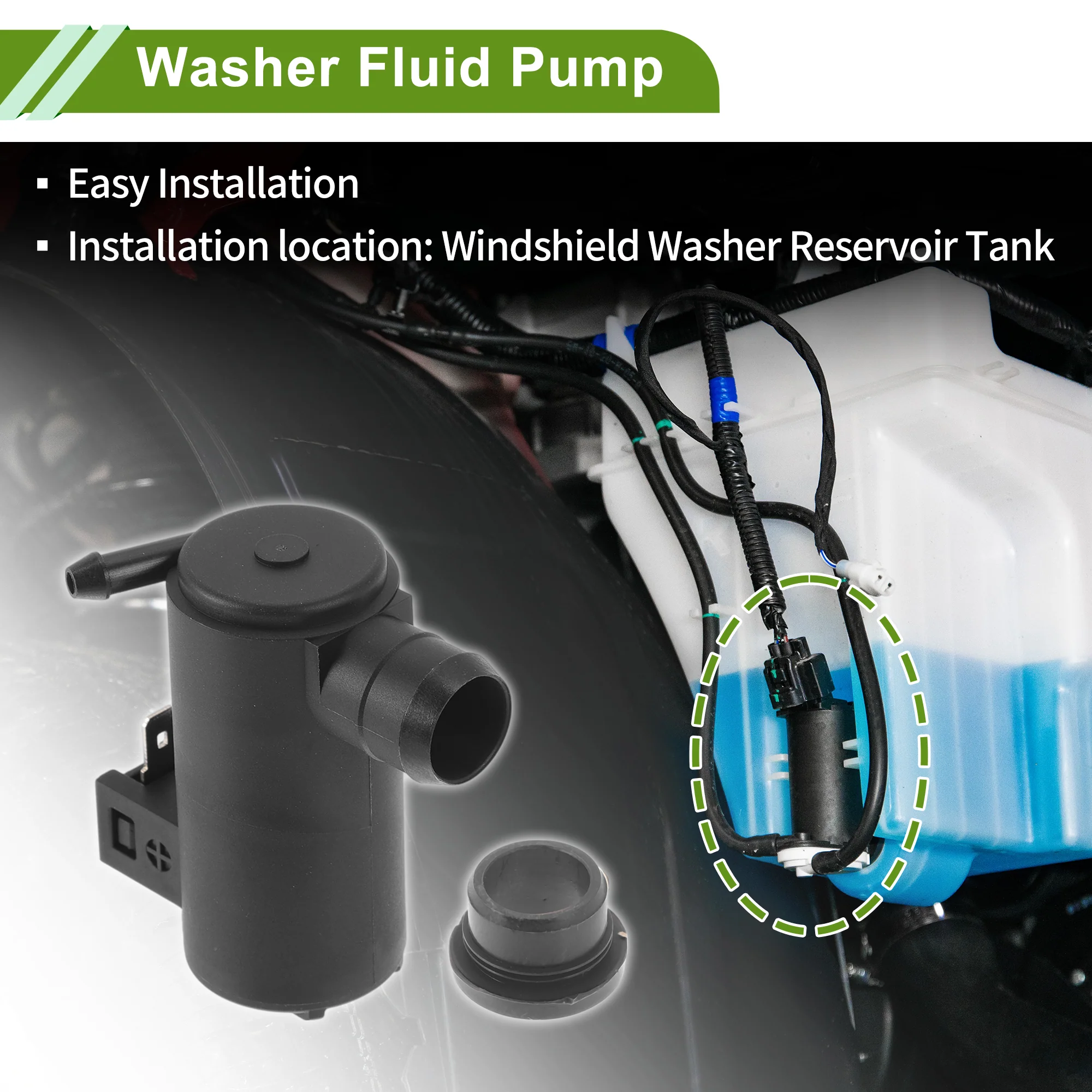 Windshield Washer Pump with Grommet for Citroen AX 1986-1998 Front Washer Fluid Pump Windshield Wiper Pump No.643446/643466 Black 1 Set - Image 7