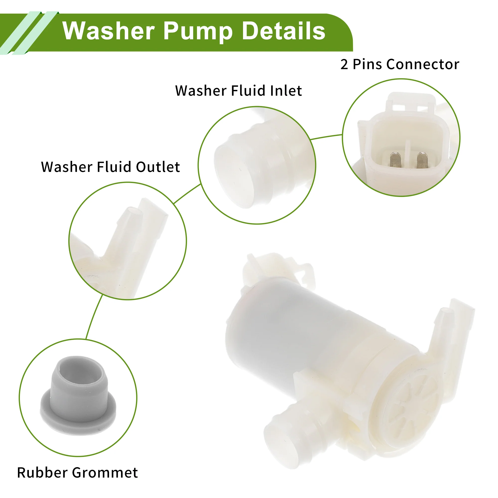 Windshield Washer Pump W/Grommet for Mitsubishi Mirage G4 Attrage Space Star 2012-2015 Front Washer Fluid Pump Windshield Wiper Pump No.8260A226 1 Set - Image 6
