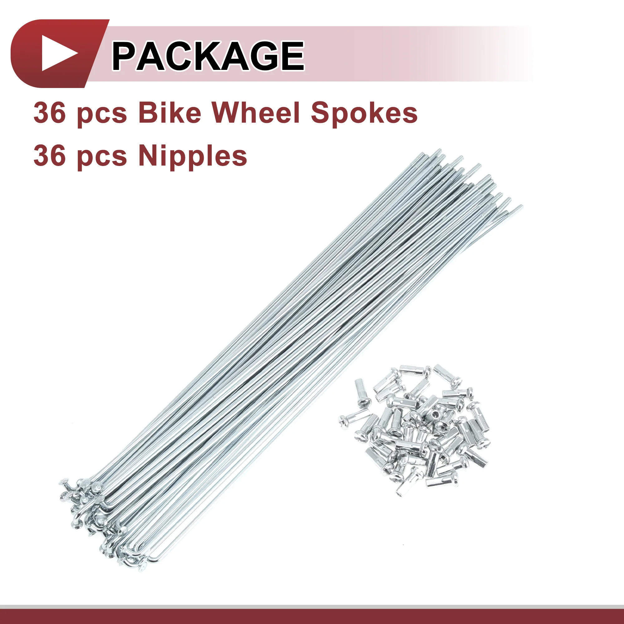 36 Set 13G Bicycle Spokes 225mm Bike Wheel Spokes Galvanized Carbon Steel Silver Tone - Image 6
