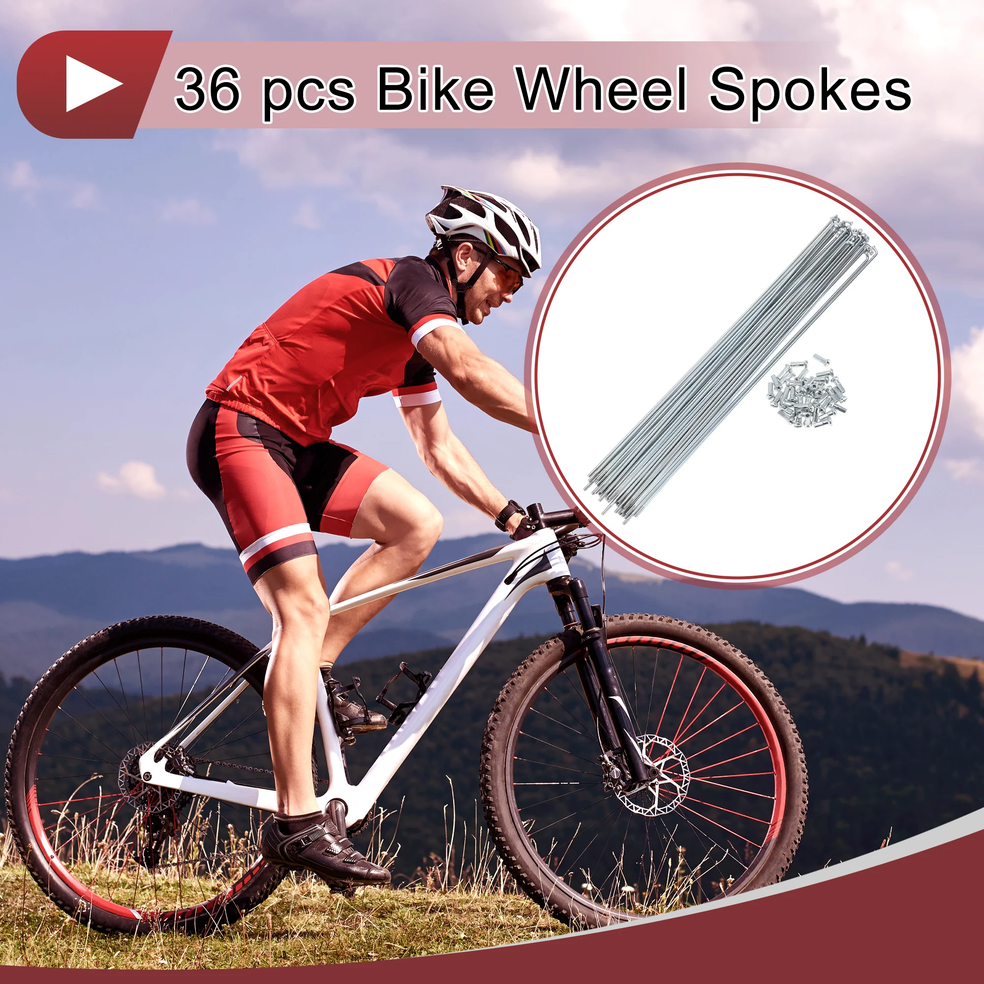 36 Set 13G Bicycle Spokes 293mm Bike Wheel Spokes Galvanized Carbon Steel Silver Tone - Image 2