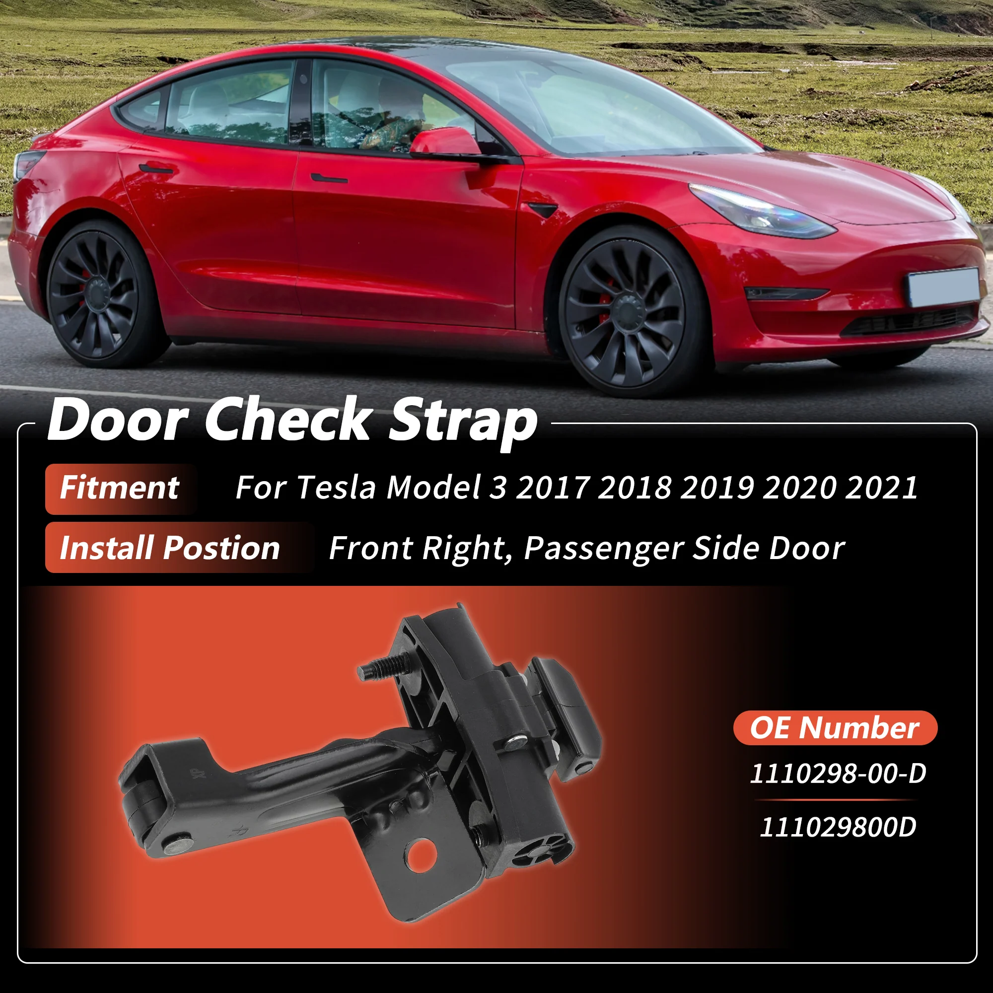 Front Right Door Check Strap Stop for Telsa Model 3 2017-2021 1110298-00-D - Image 2