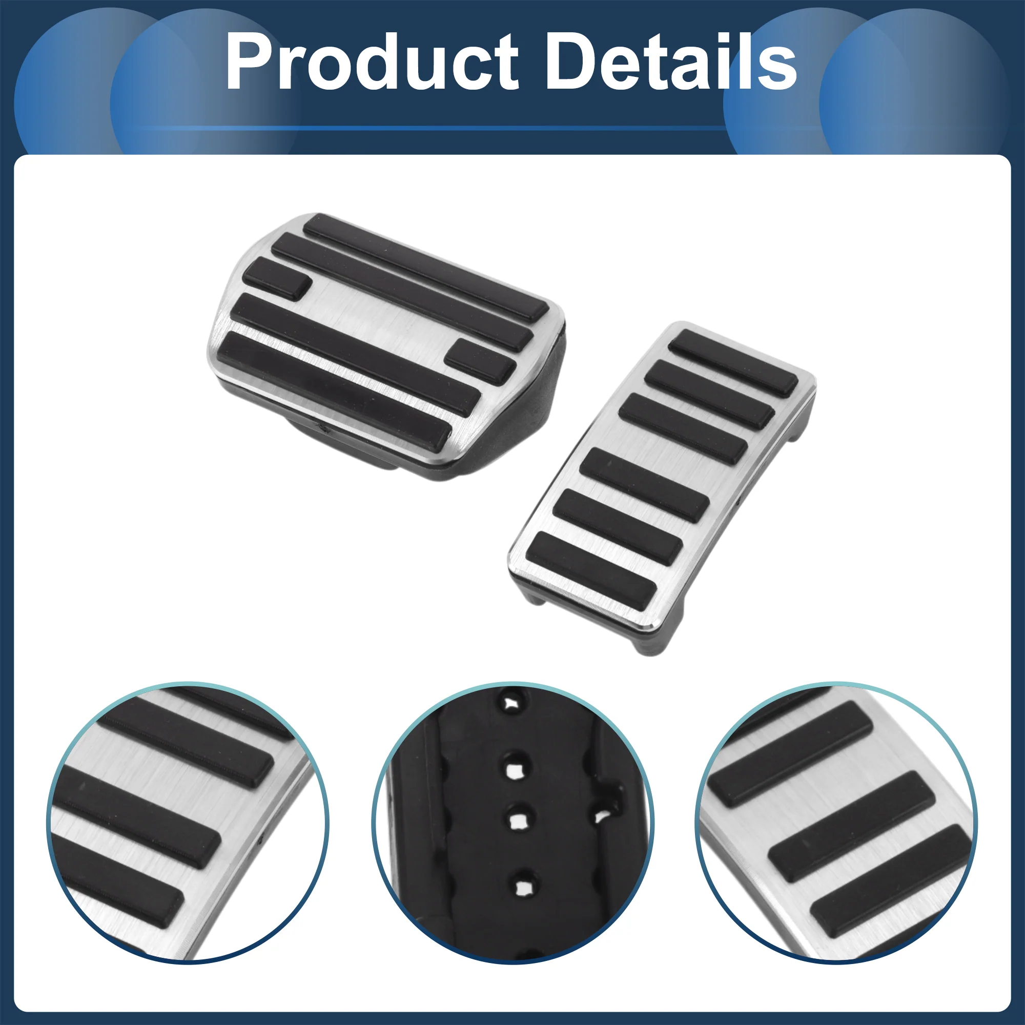 2 Pcs Automatic Foot Pedal Pads Foot Accelerator Pedal Covers for Ford for Mustang Mach-E 2021-2025 Aluminum Alloy Silver Tone - Image 6