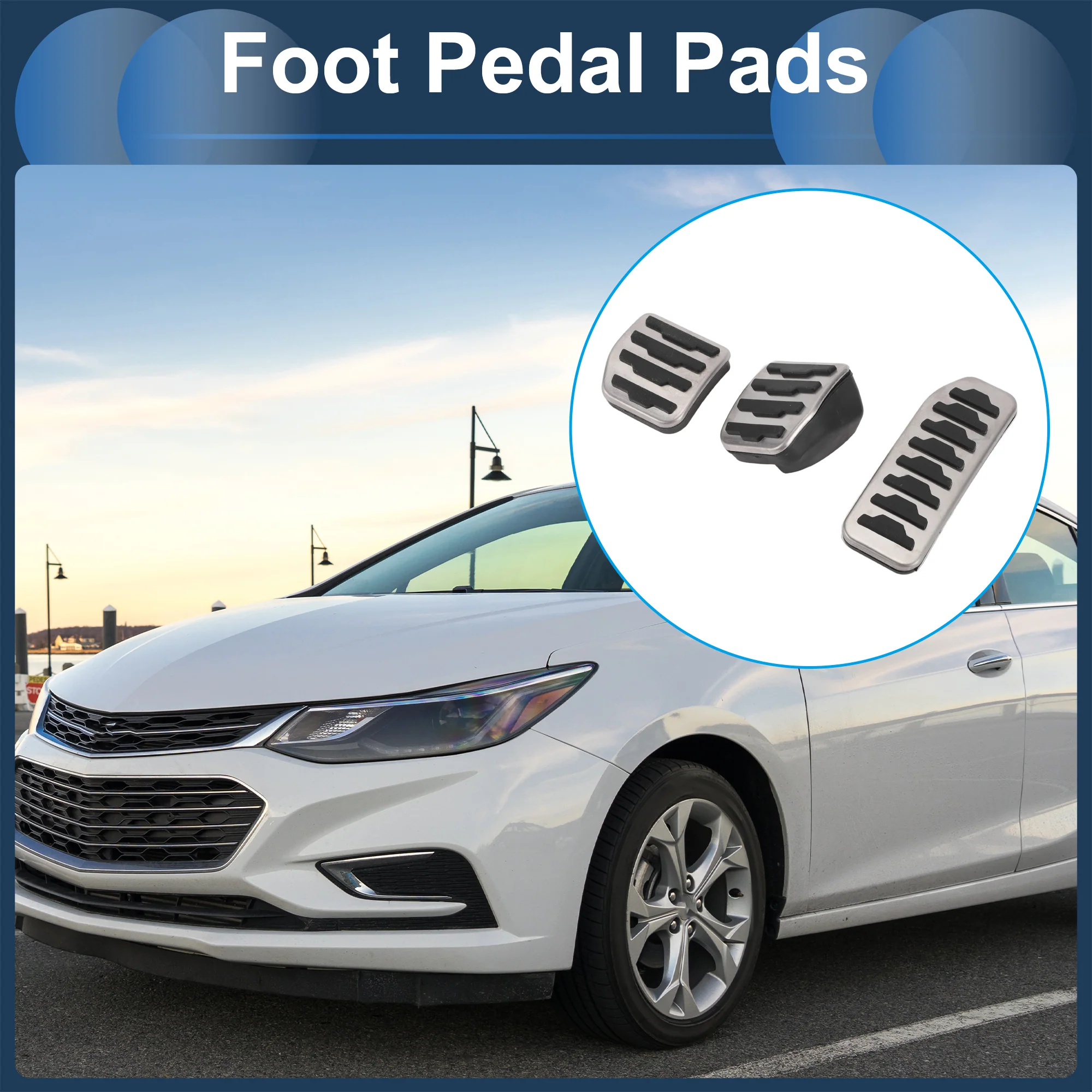 3 Pcs Manual Foot Pedal Pads Foot Accelerator Pedal Covers for Land Rover Range Rover Evoque 2012-2019 Stainless Steel Silver Tone - Image 3