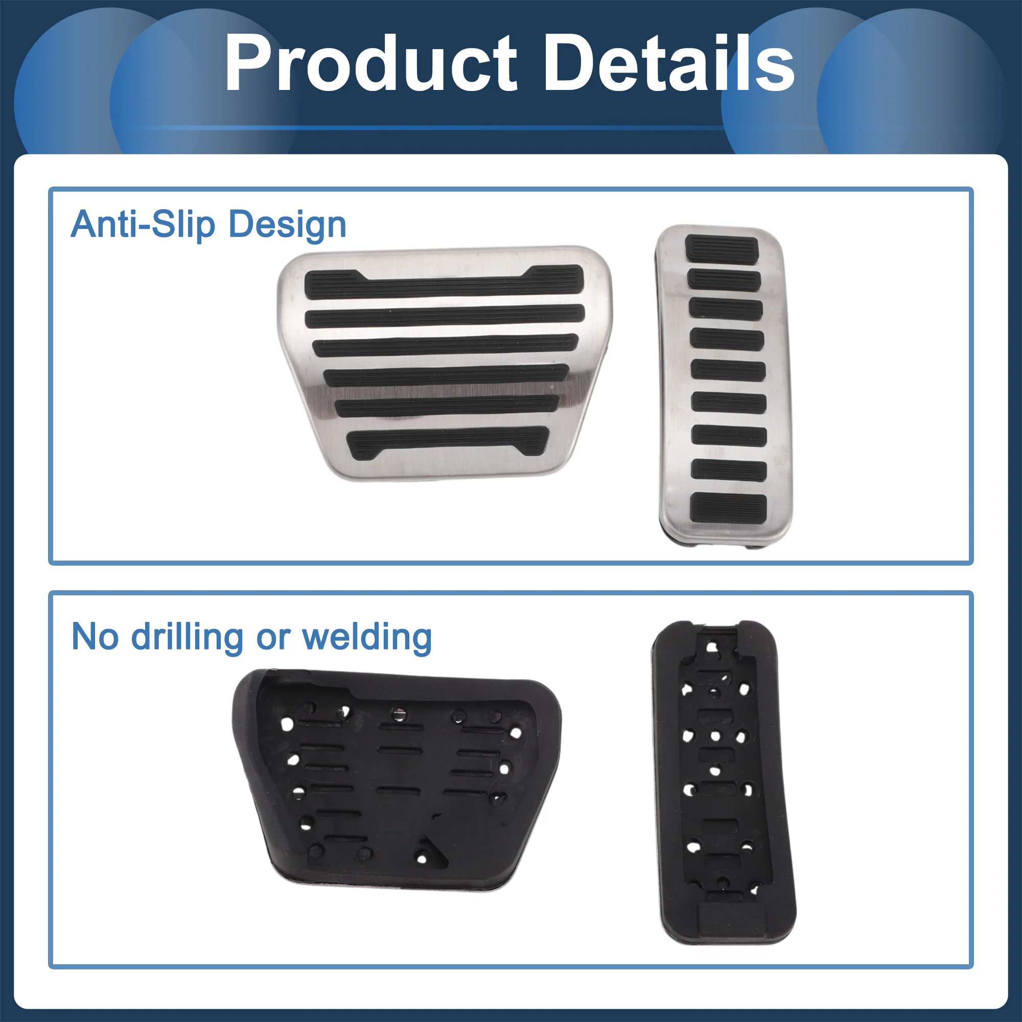 2 Pcs Automatic Foot Pedal Pads Foot Accelerator Pedal Covers for Land Rover Range Rover Sport L494 2014 -2022 Stainless Steel Silver Tone - Image 7