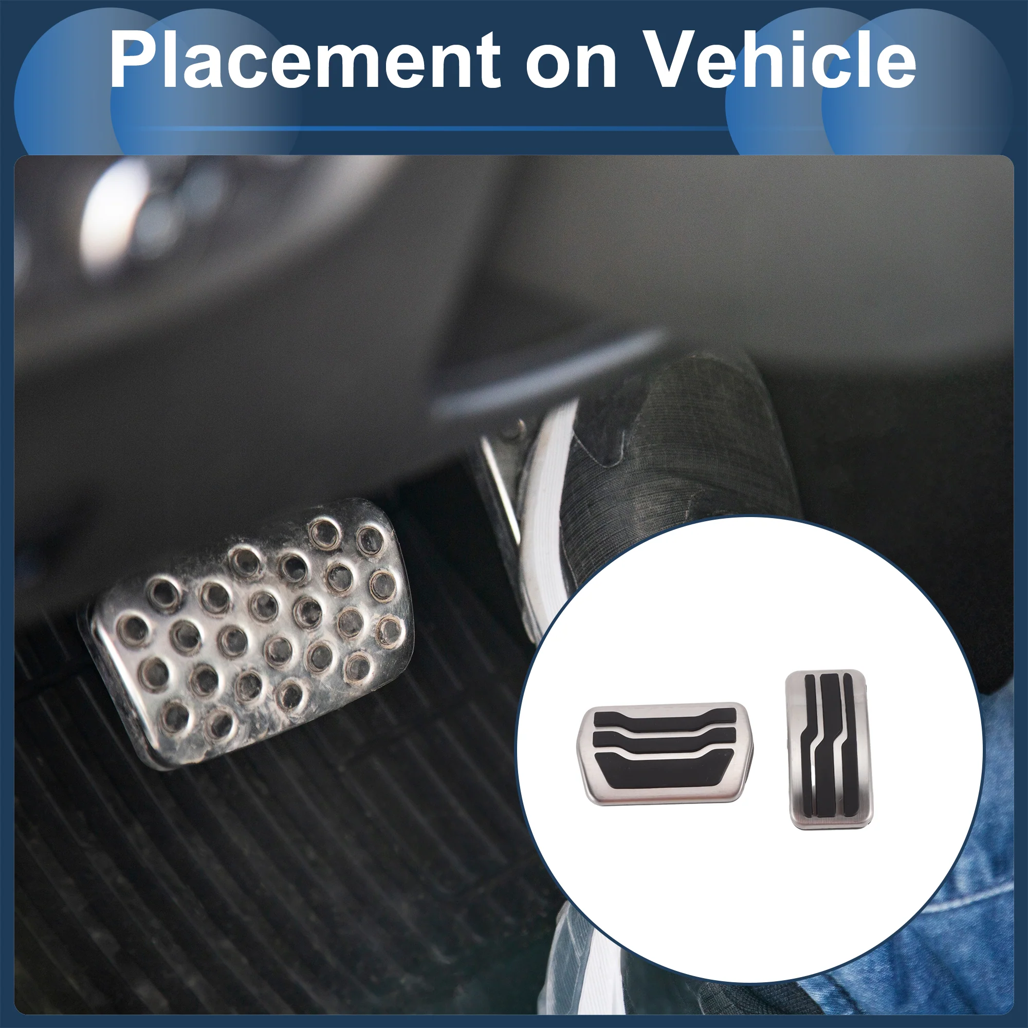 2 Pcs Automatic Foot Pedal Pads Foot Accelerator Pedal Covers for Ford Focus 2011-2018 Stainless Steel Silver Tone - Image 4