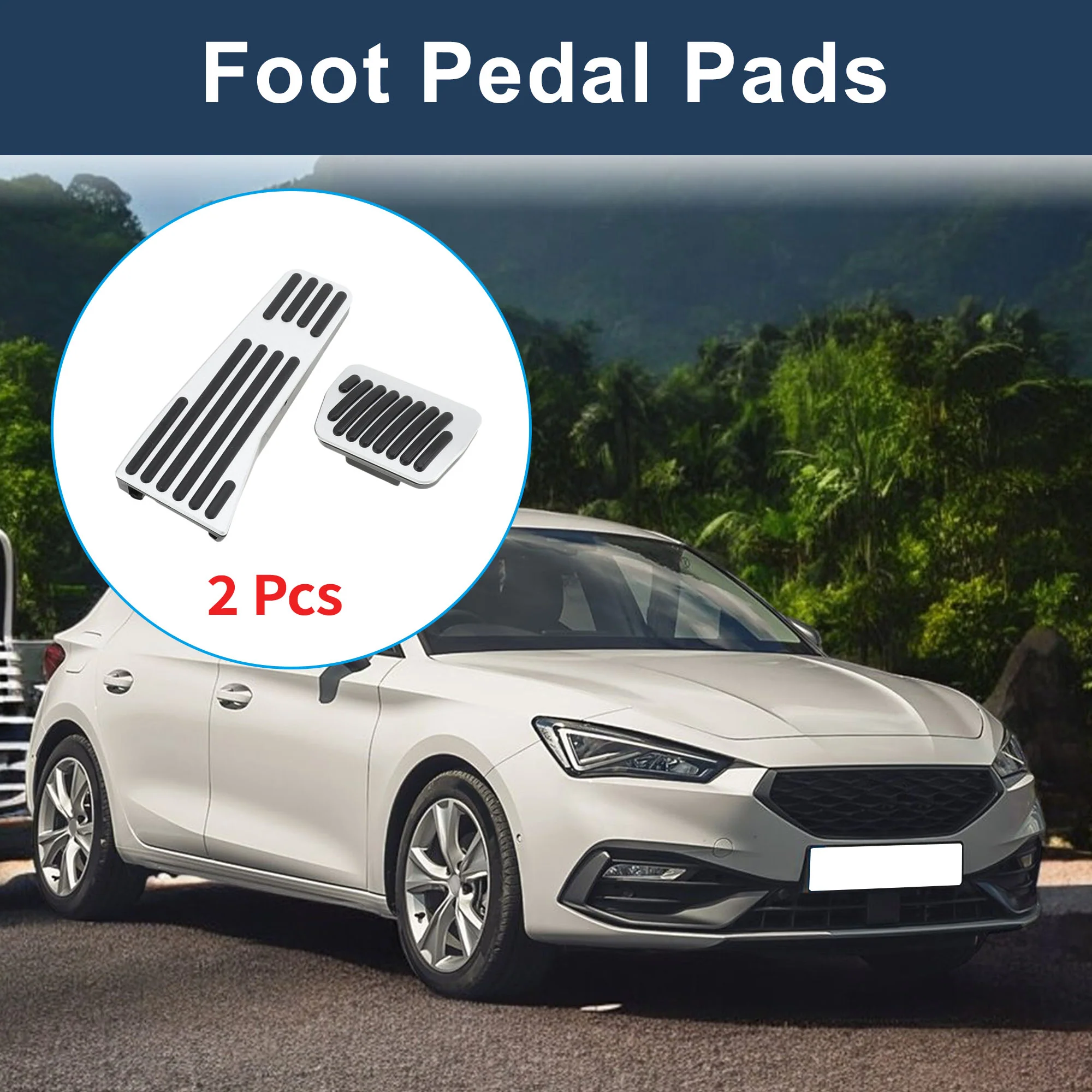 2 Pcs Automatic Foot Pedal Pads Foot Accelerator Pedal Covers for Mazda 3 2020 Stainless Steel Silver Tone without Label - Image 2