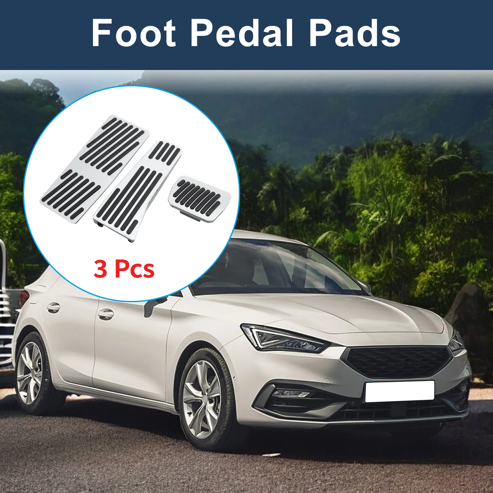 3 Pcs Automatic Foot Pedal Pads Foot Accelerator Pedal Covers for Mazda 3 2020 Stainless Steel Silver Tone without Label - Image 2