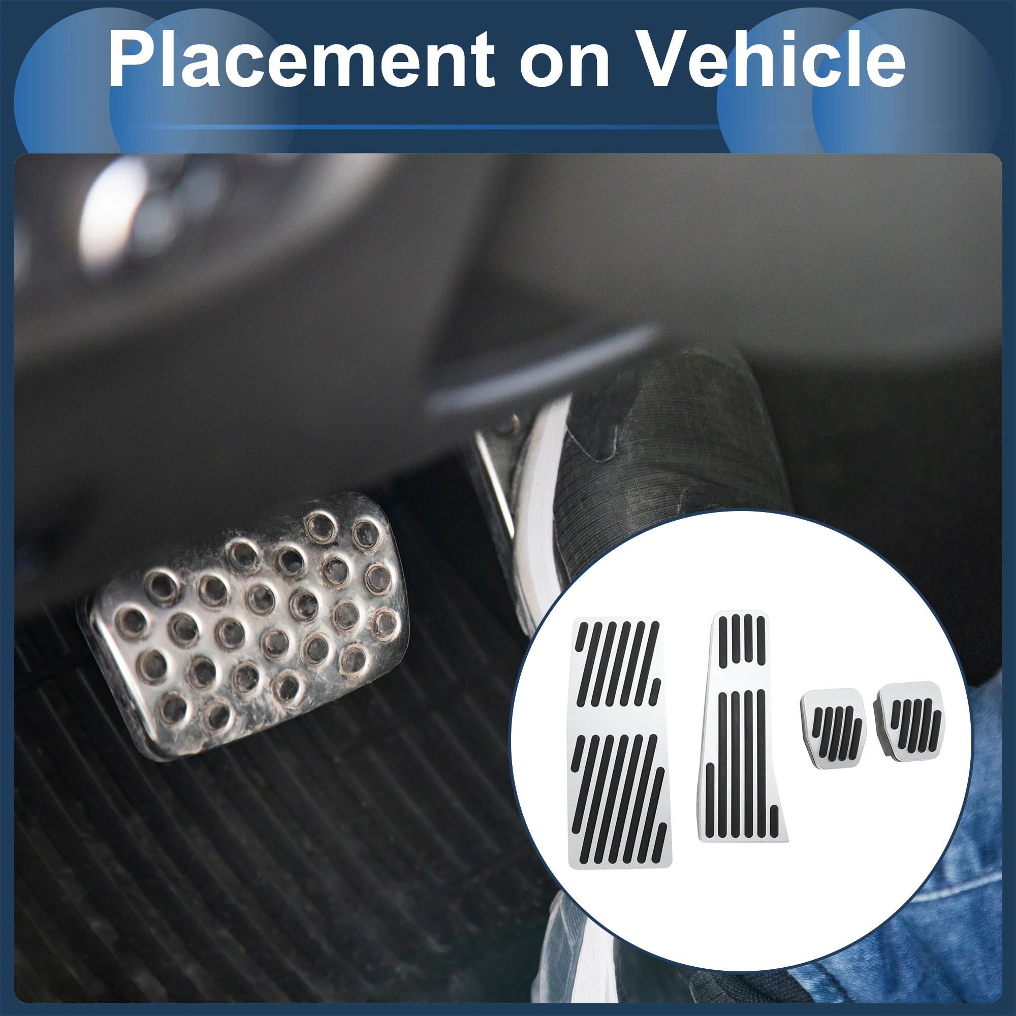 4 Pcs Foot Accelerator Pedal Covers for Mazda 3 2020 Silver Tone Without Label - Image 3